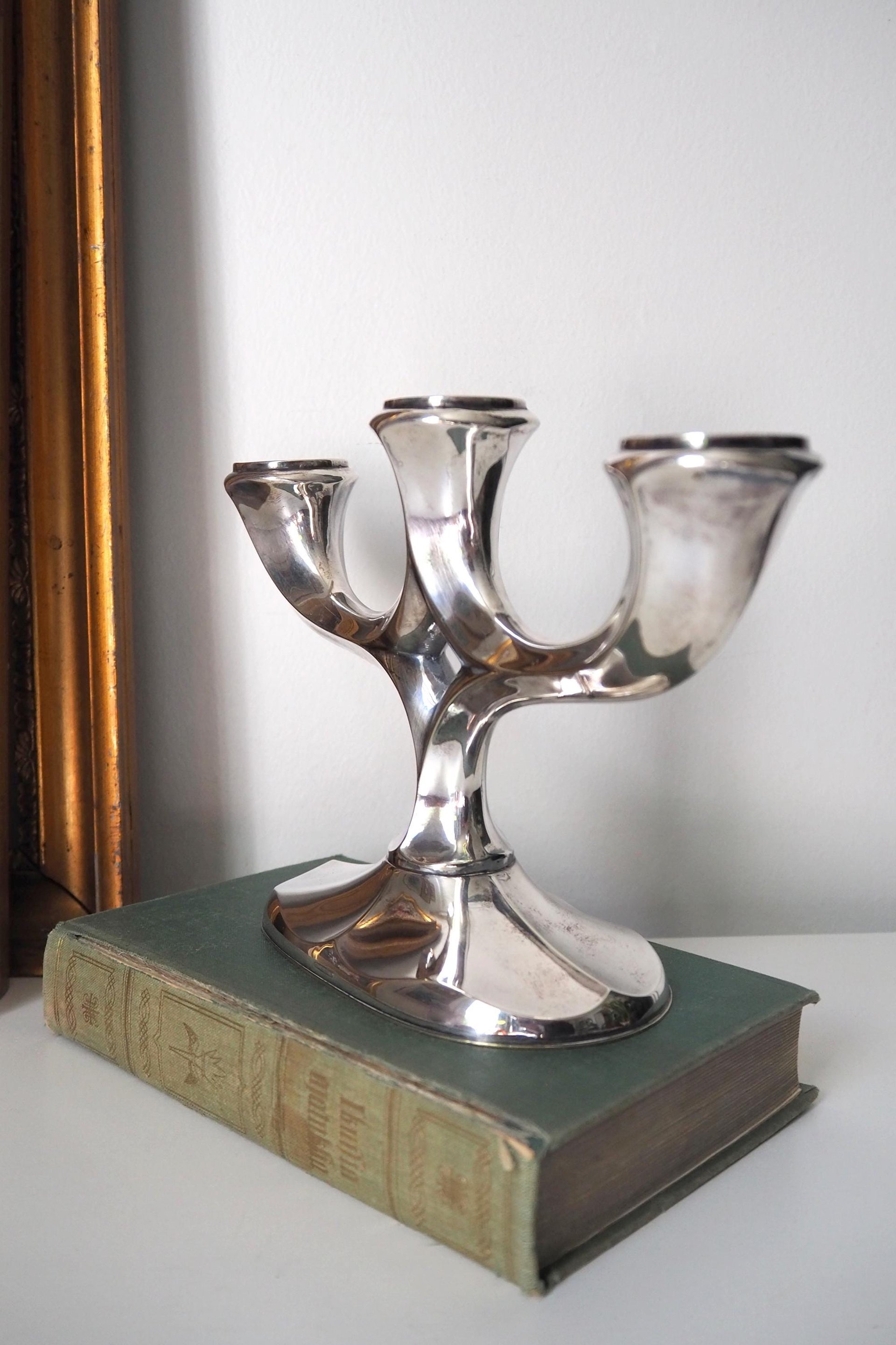 Vintage alpacca candelabra | Alpacca silver candelabra | Three arm candlestick holder | Vintage candelabrum