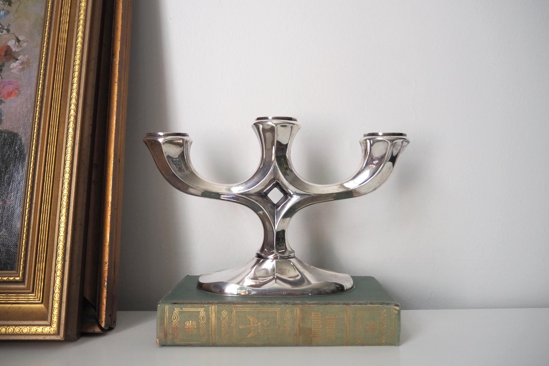 Vintage alpacca candelabra | Alpacca silver candelabra | Three arm candlestick holder | Vintage candelabrum