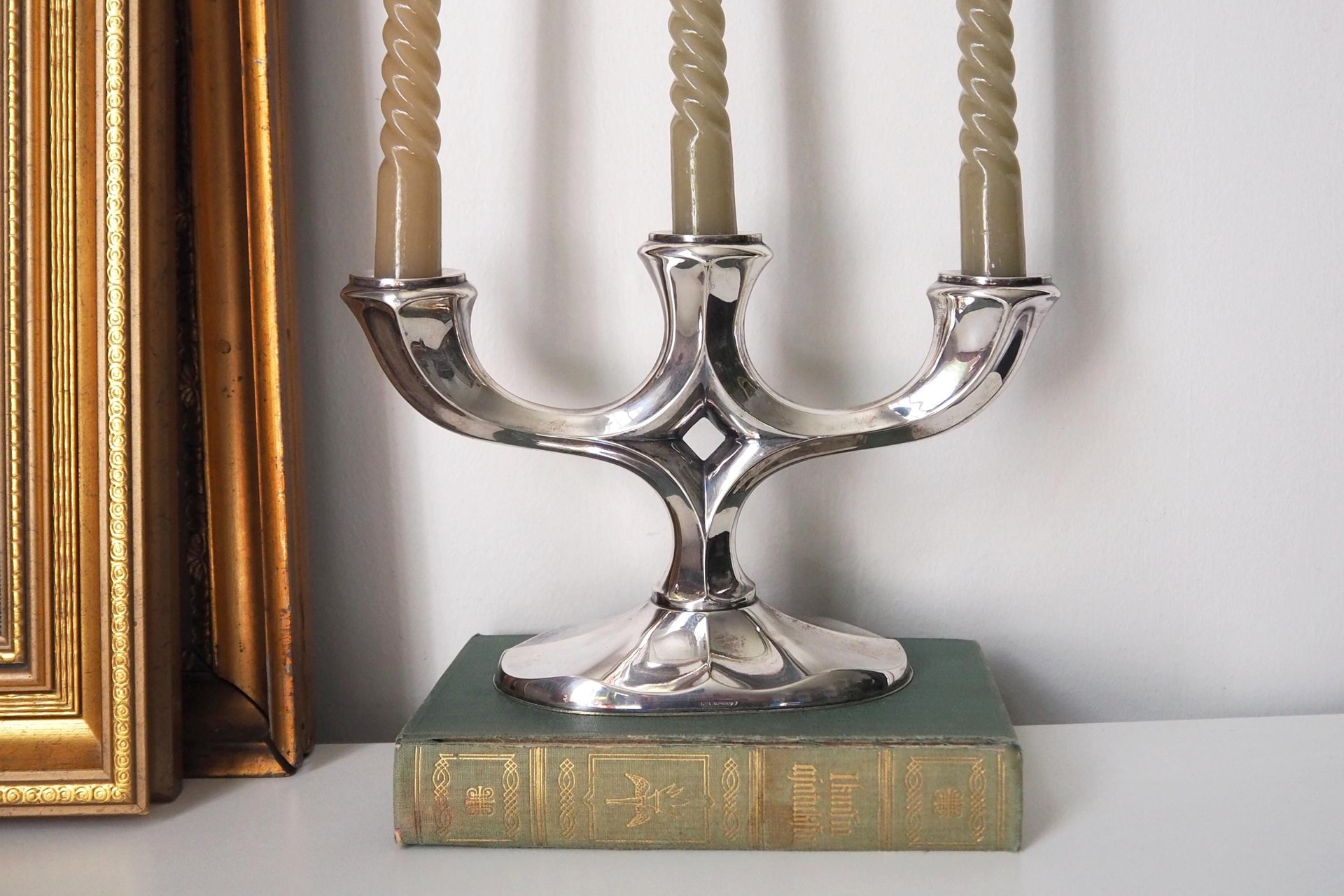 Vintage alpacca candelabra | Alpacca silver candelabra | Three arm candlestick holder | Vintage candelabrum