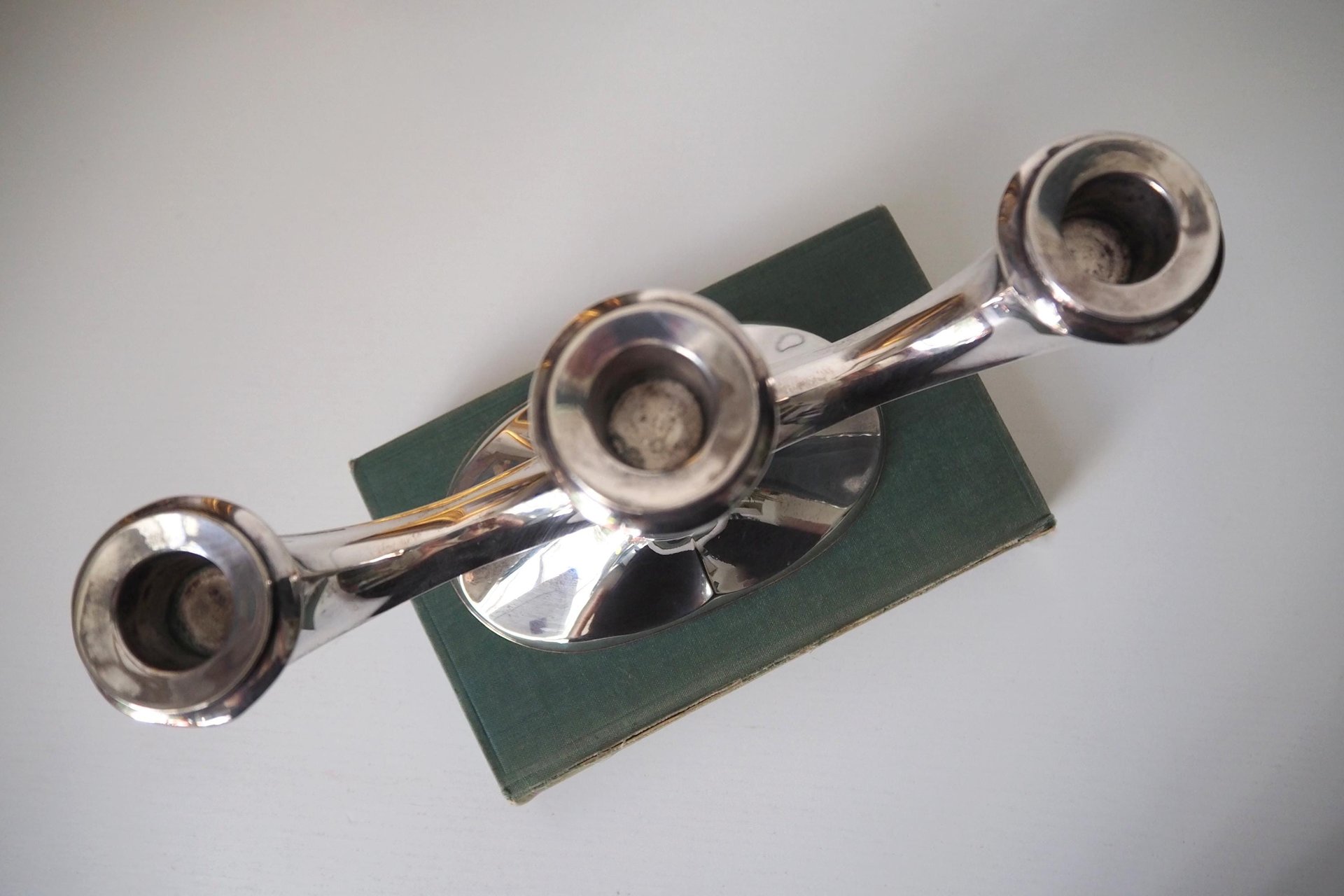 Vintage alpacca candelabra | Alpacca silver candelabra | Three arm candlestick holder | Vintage candelabrum