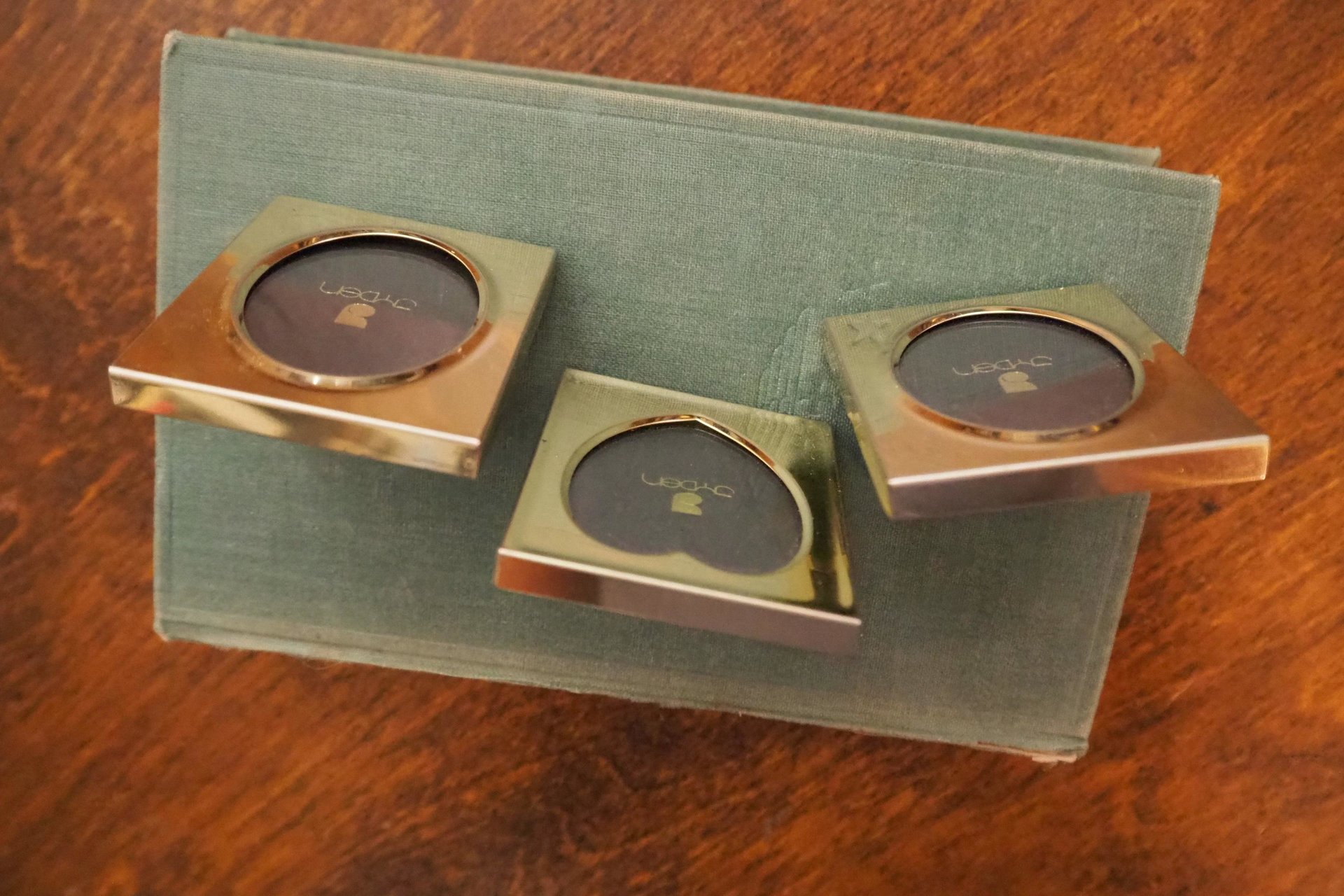 Set of three vintage picture frames | Tiny photo frames | Danish picture frames | Vintage brass picture frames | Small Jyden photo frames