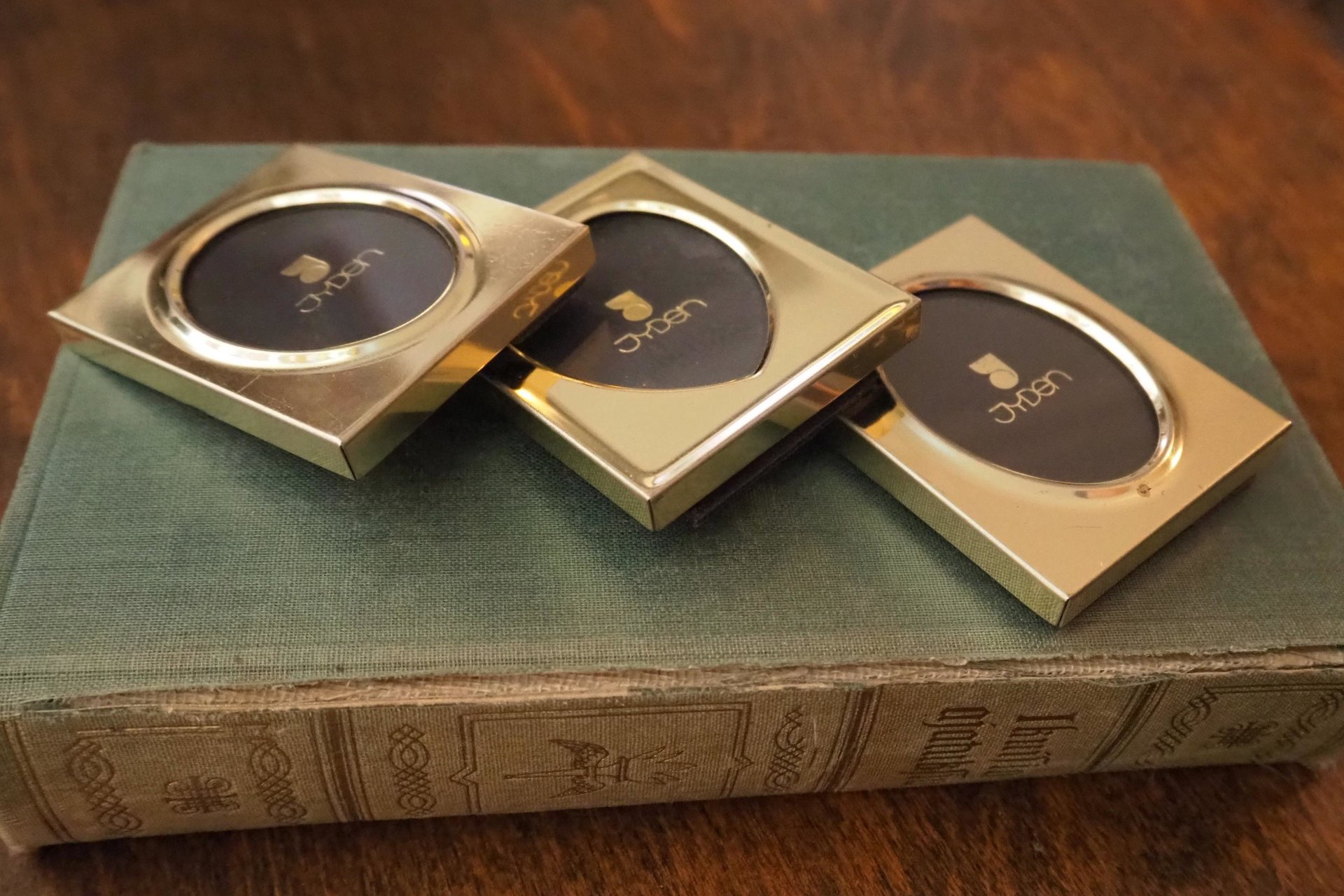 Set of three vintage picture frames | Tiny photo frames | Danish picture frames | Vintage brass picture frames | Small Jyden photo frames