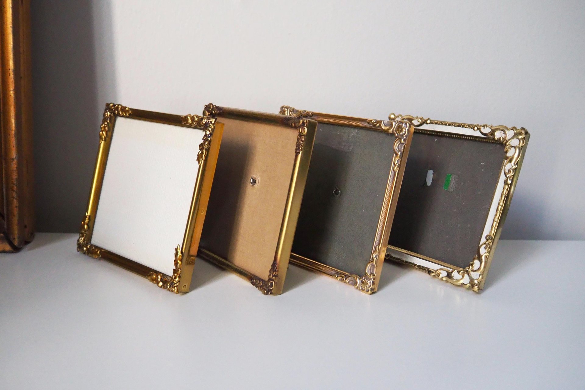 Set of four vintage photo frames | Vintage square picture frames | Set of four floral vintage frames | Mismatched vintage frames