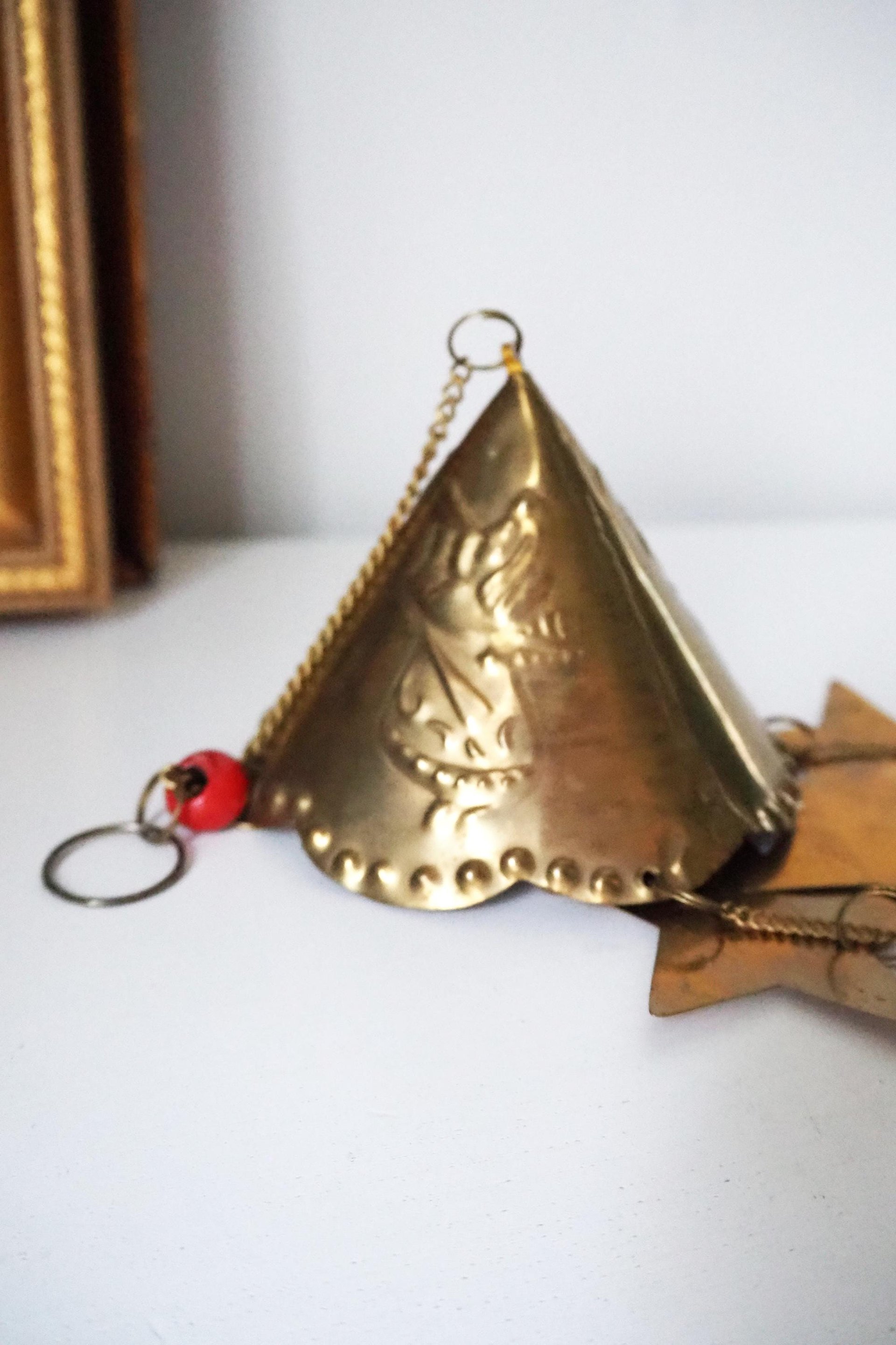 Vintage wind chime | Vintage brass wind chime | Brass wind chime | Angel wind chime with bells | Vintage Christmas decor