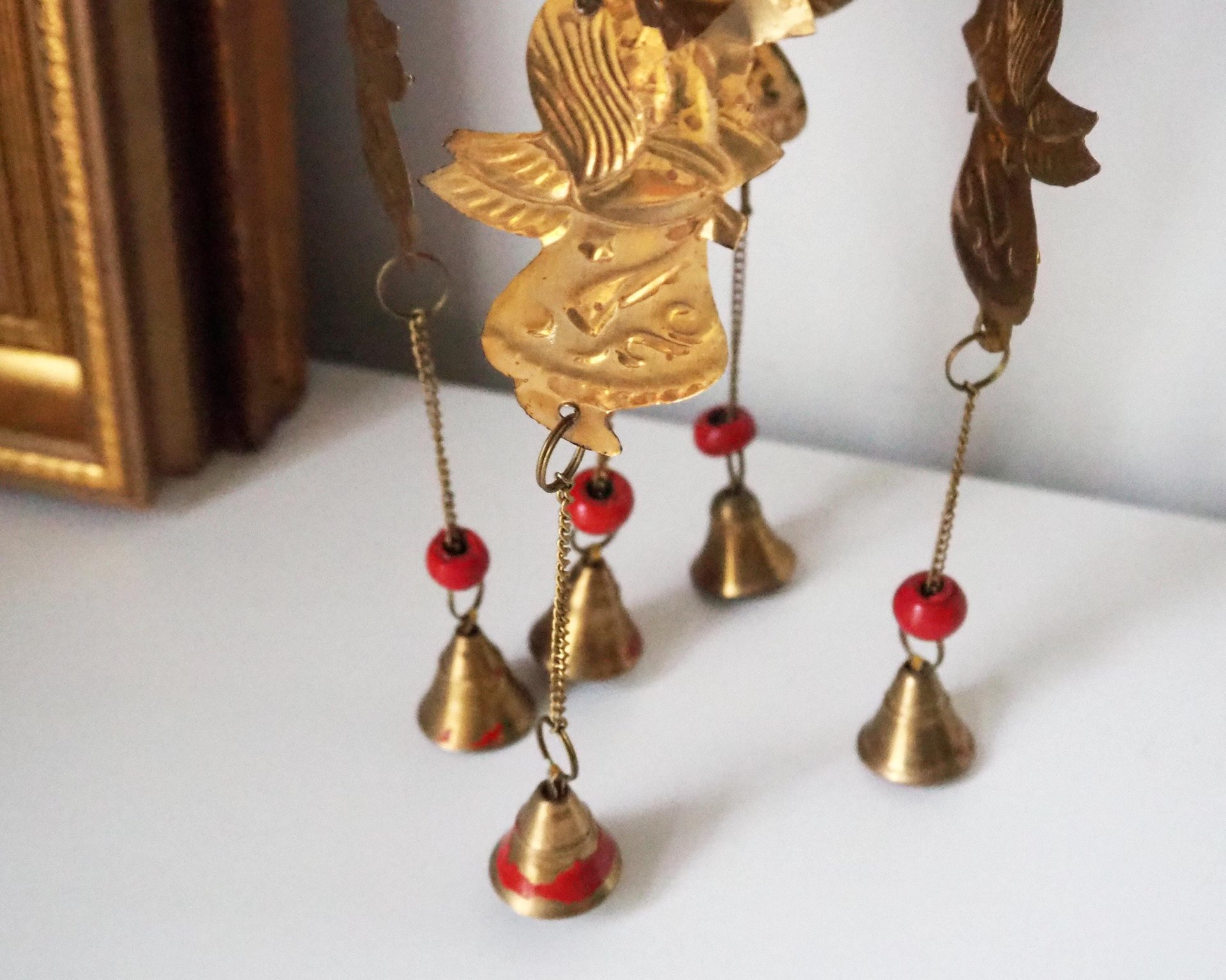 Vintage wind chime | Vintage brass wind chime | Brass wind chime | Angel wind chime with bells | Vintage Christmas decor
