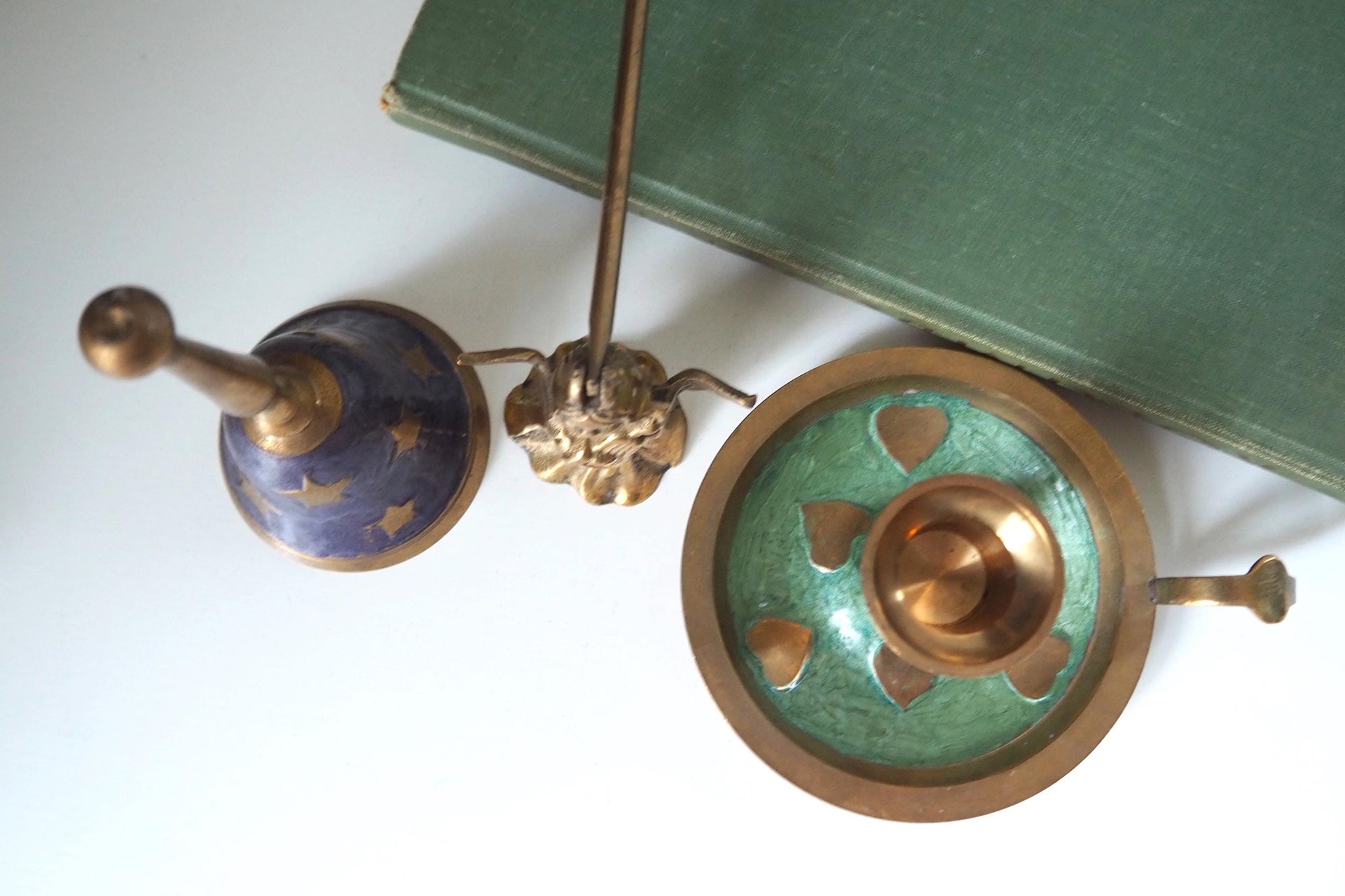 Vintage brass Christmas set | Vintage brass hand bell | Vintage brass candle holder and candle snuffer | Vintage Christmas gift set