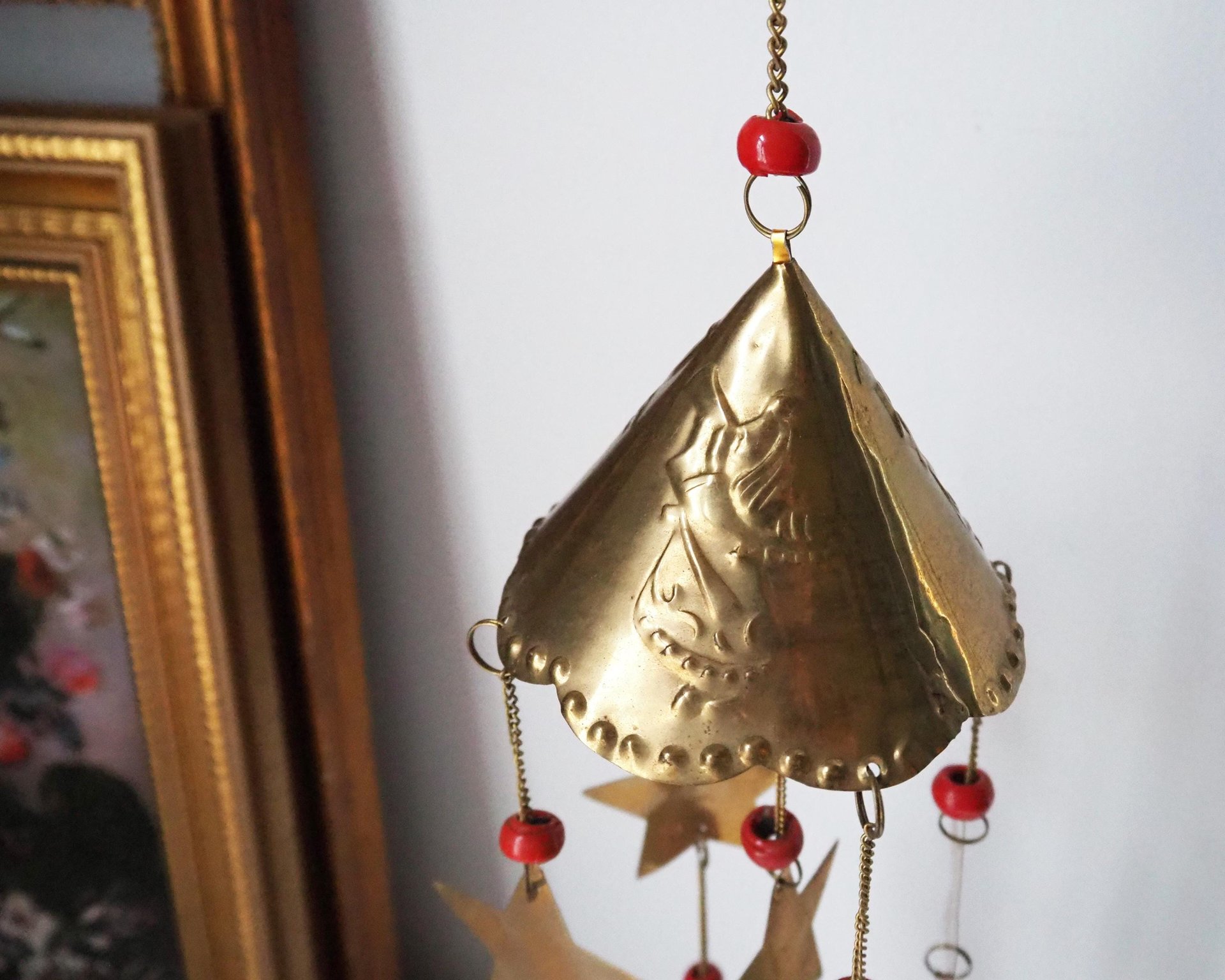 Vintage wind chime | Vintage brass wind chime | Brass wind chime | Angel wind chime with bells | Vintage Christmas decor