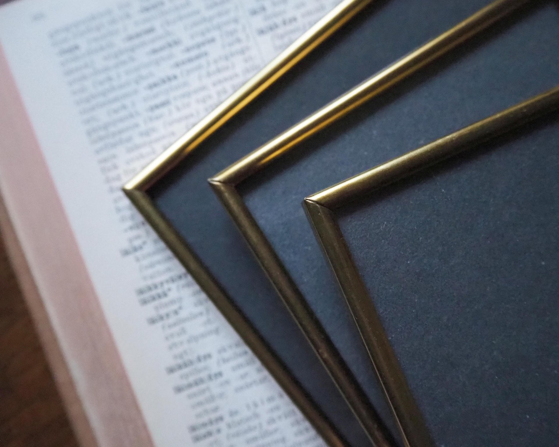 Set of three vintage brass photo frames | Brass photo frames | Vintage brass picture frames | Matching vintage frames | Simple brass frames