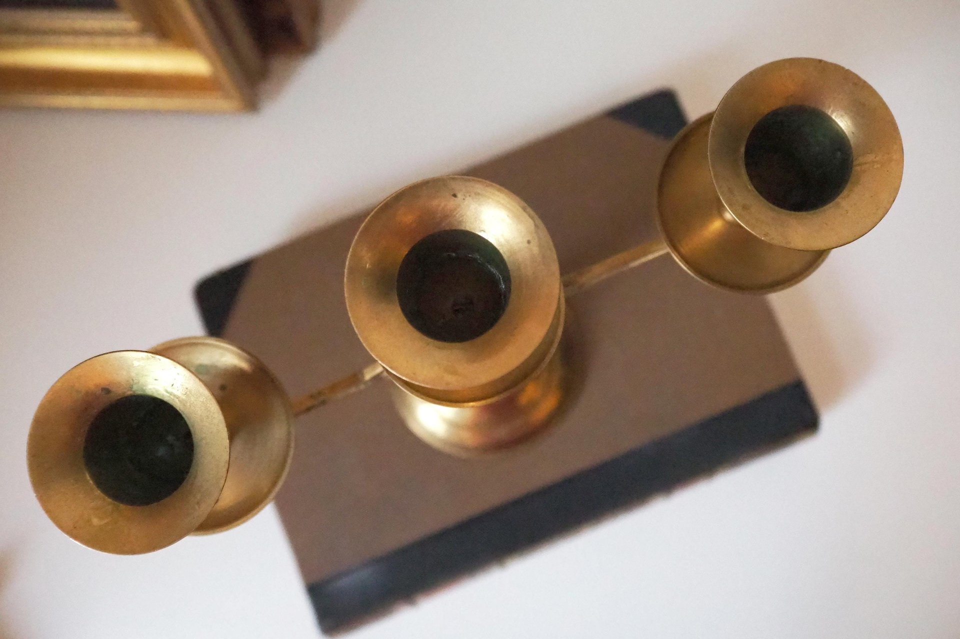 Vintage three arm candelabrum | Vintage brass candelabrum | Three arm candlestick holder | Vintage candelabra | Art nouveau candelabrum