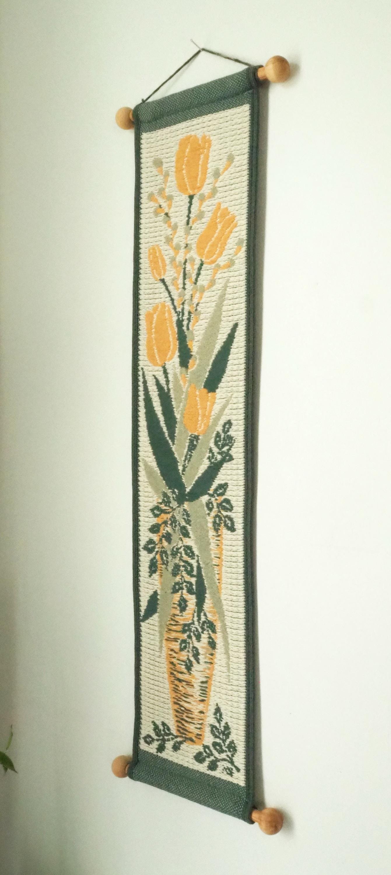 Vintage wall hanging | Long wall hanging | Nature wall hanging | Scandinavian woven textile | Made in Finland