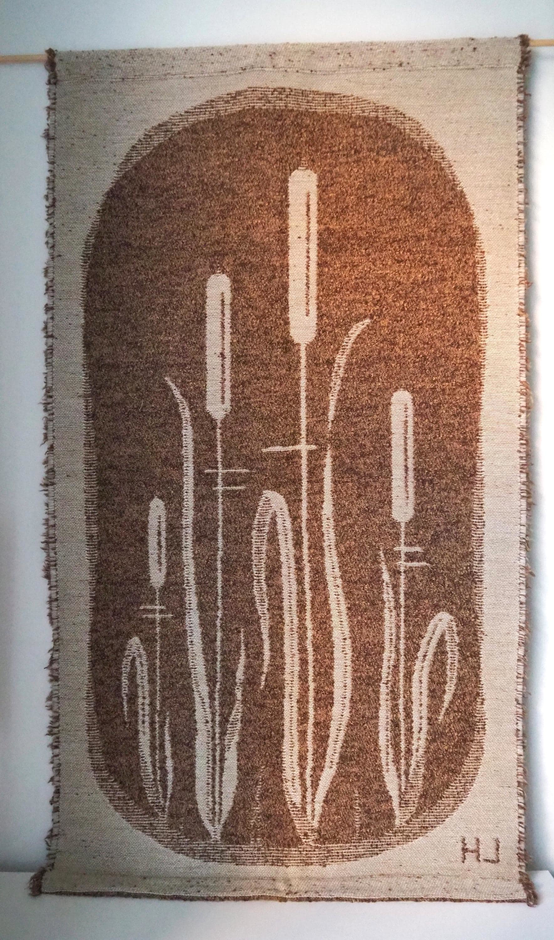 Vintage wall hanging | Scandinavian wall tapestry | Lapuan Kankurit wall hanging | Vintage wall tapestry | Finnish wall tapestry | Cattails