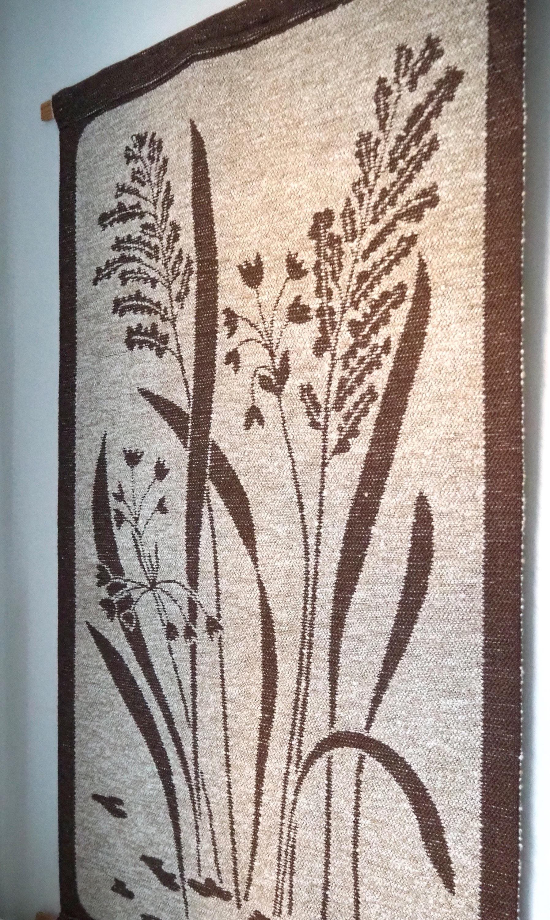 Vintage wall hanging | Large wall hanging | Scandinavian wall tapestry | Brown and beige wall hanging | Made in Finland