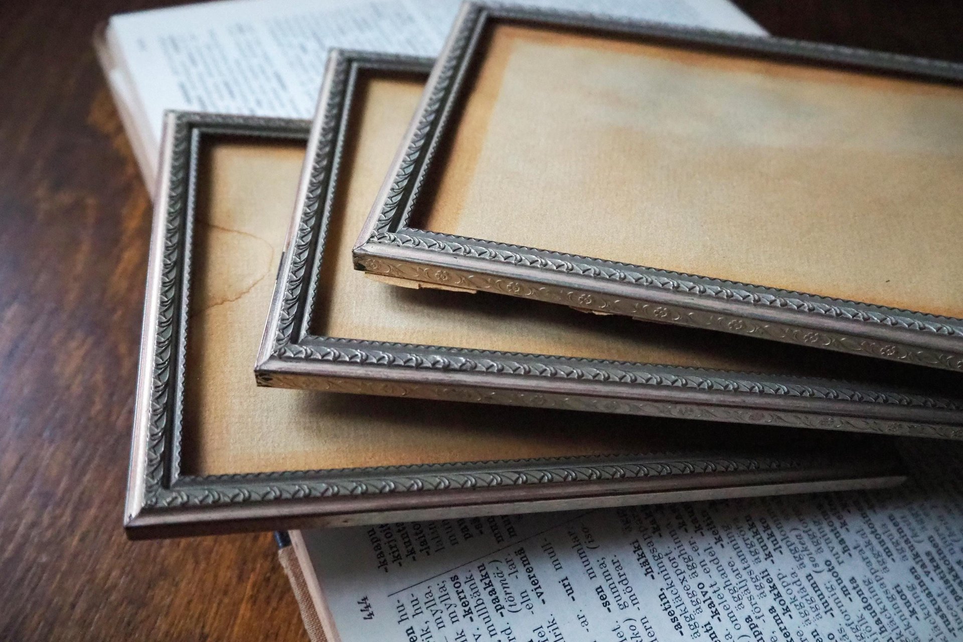 Set of three vintage photo frames | Silver plated photo frames 11x16 cm | Vintage silver plated picture frames | Vintage picture frames