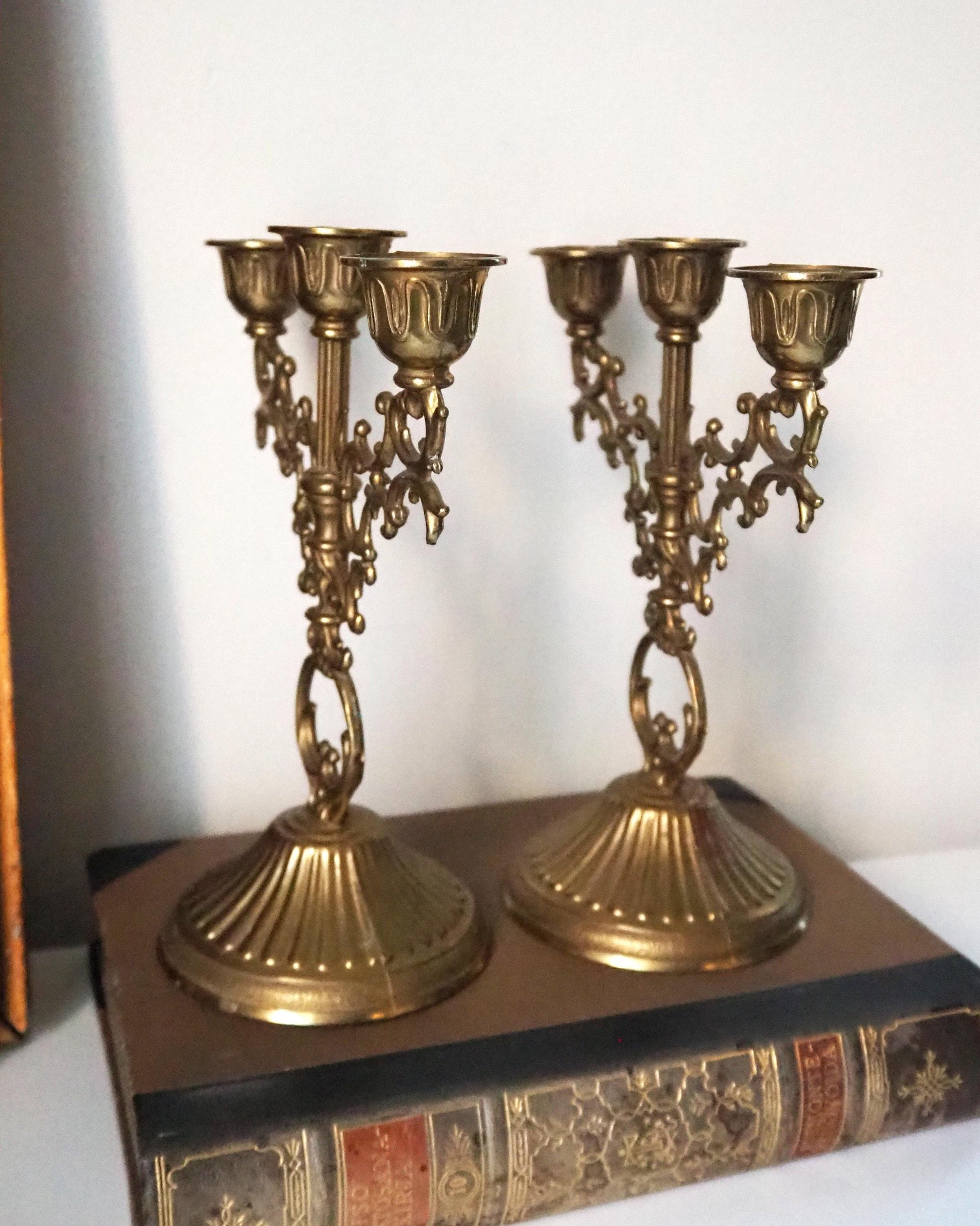 Vintage three arm candelabrums | Set of two matching candelabrums | Three arm candlestick holders | Vintage candelabra | Matching candelabra