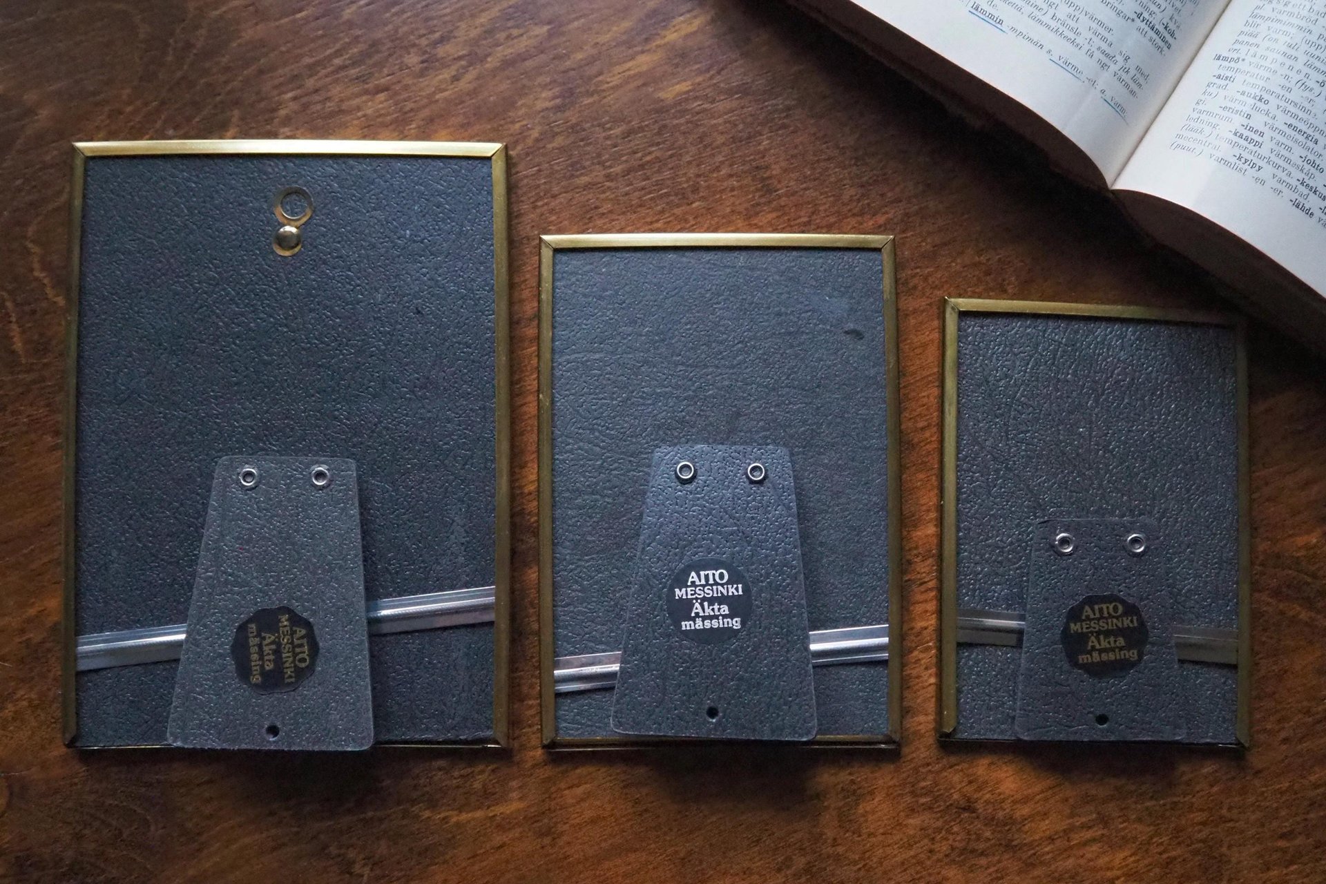 Set of three vintage brass photo frames | Brass photo frames | Vintage brass picture frames | Matching vintage frames | Simple brass frames