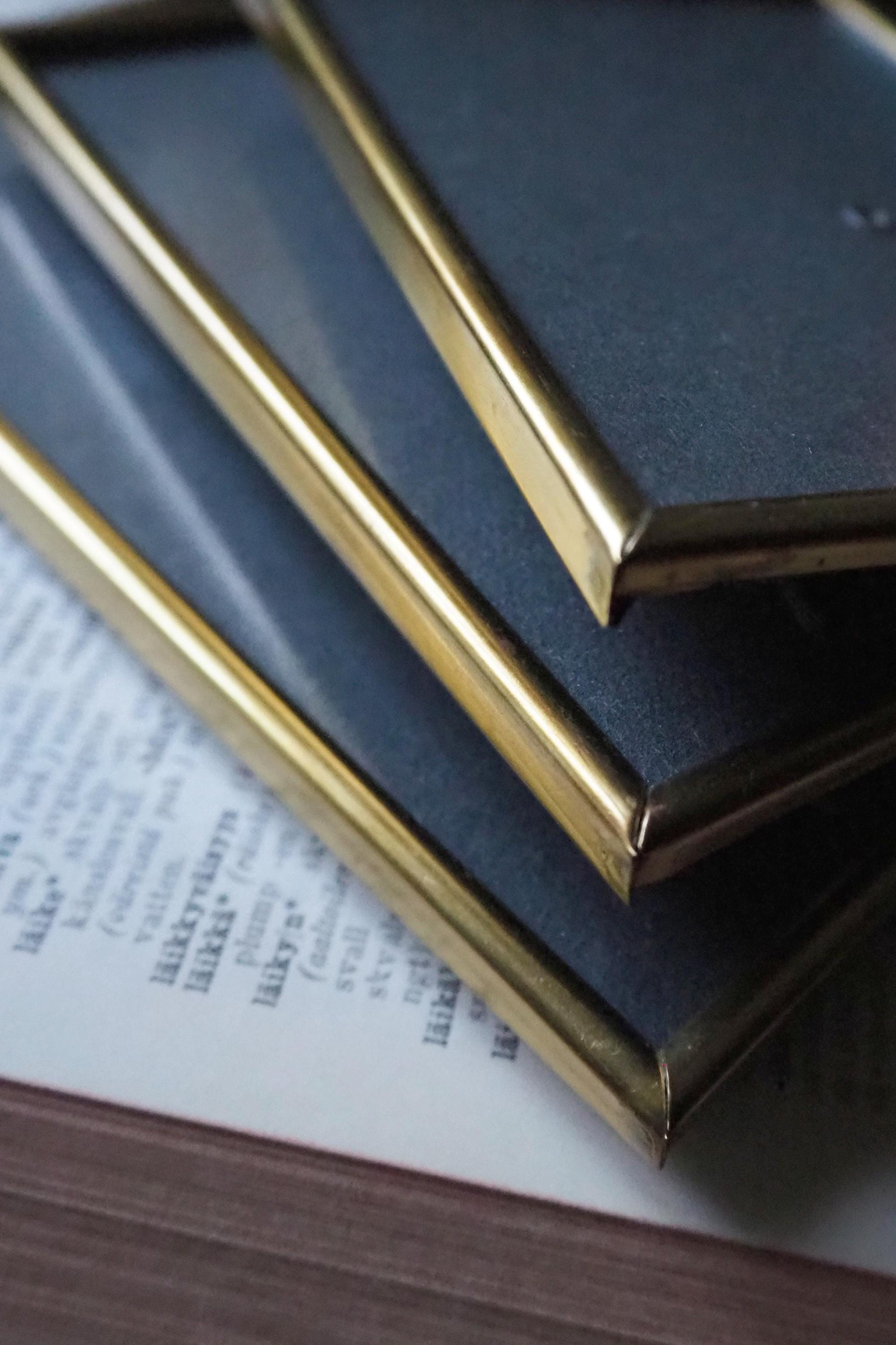 Set of three vintage brass photo frames | Brass photo frames | Vintage brass picture frames | Matching vintage frames | Simple brass frames