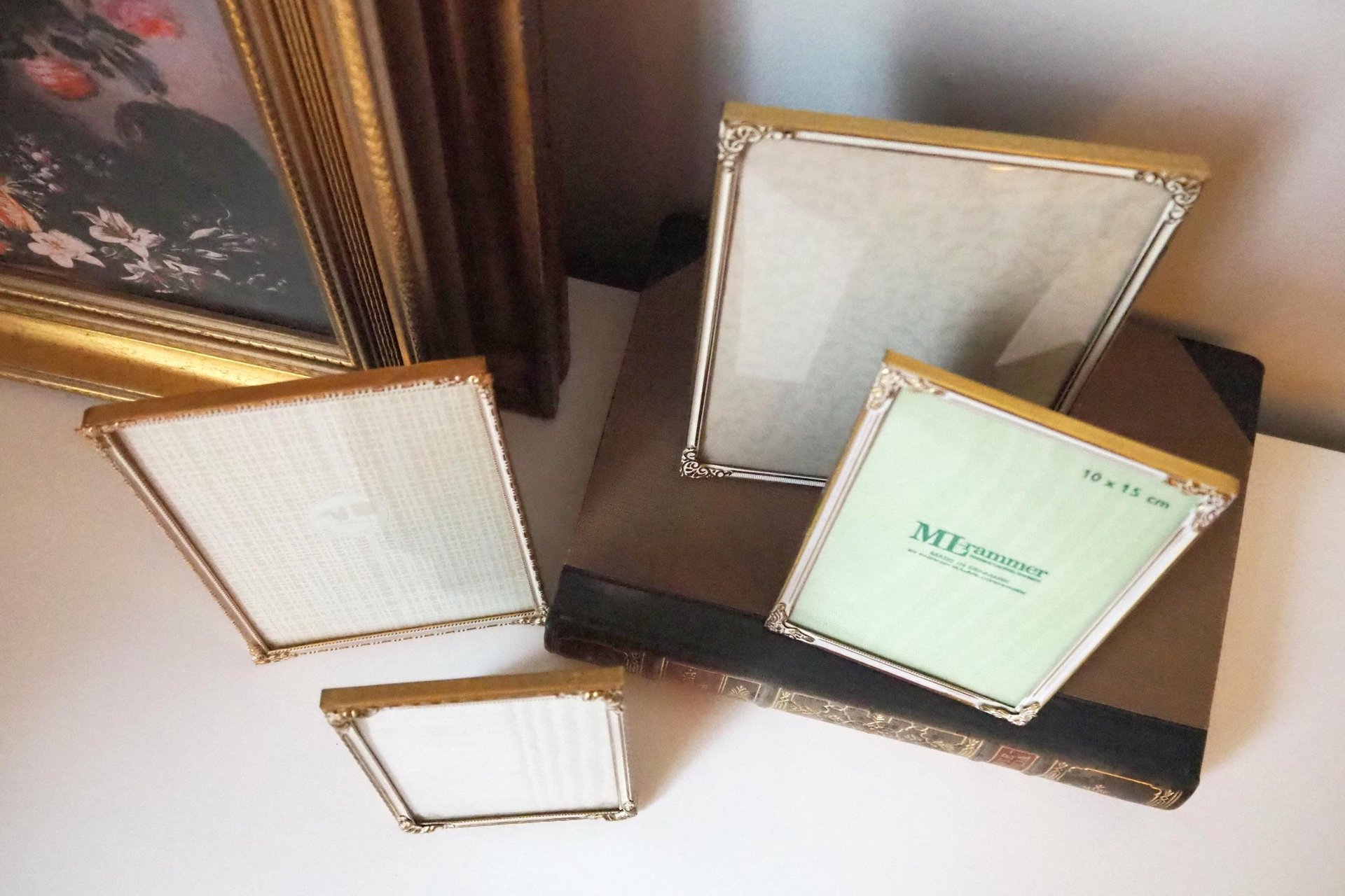 Set of four vintage photo frames | Set of four mismatched vintage frames | Vintage brass picture frames | Vintage brass frame set