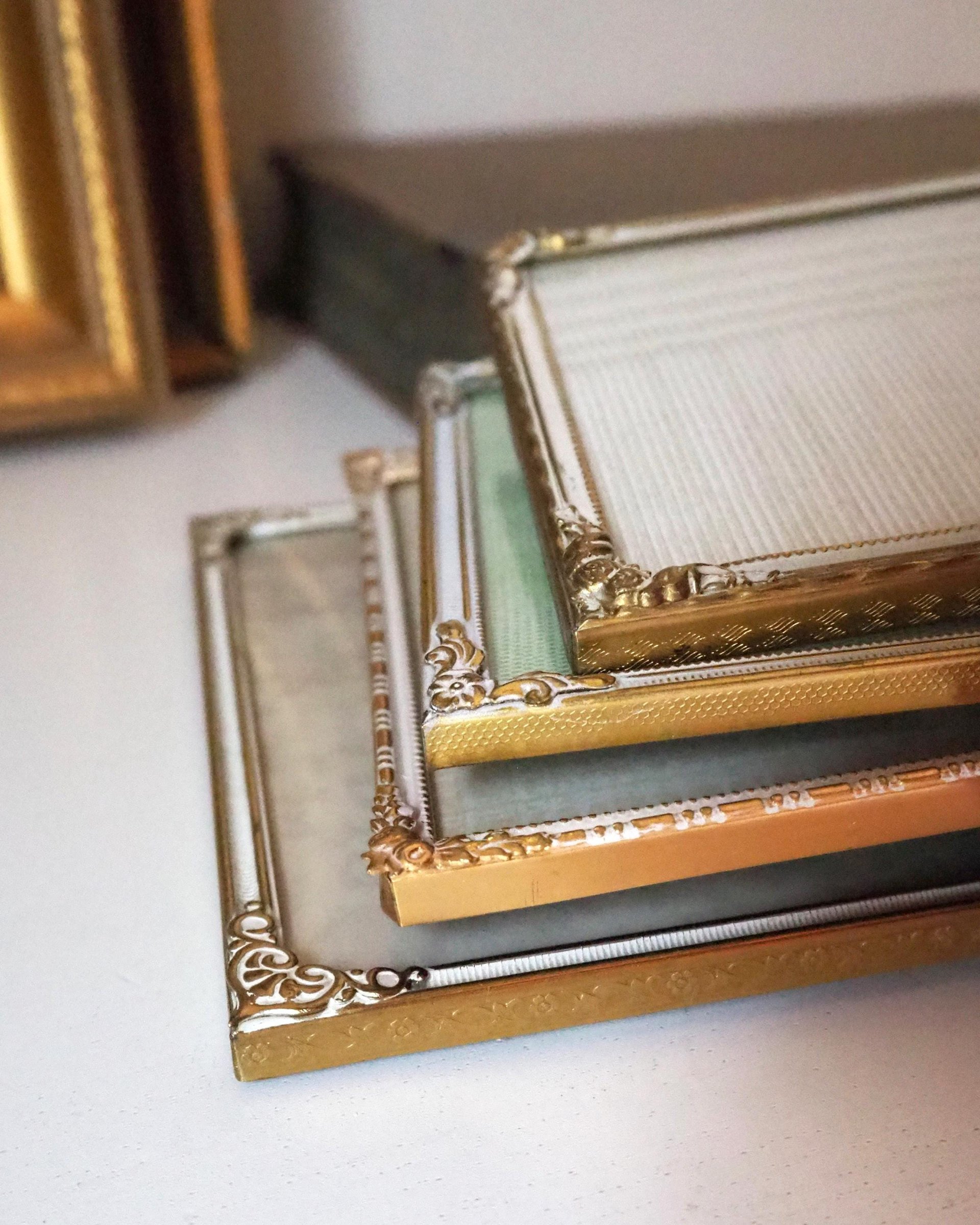Set of four vintage photo frames | Set of four mismatched vintage frames | Vintage brass picture frames | Vintage brass frame set