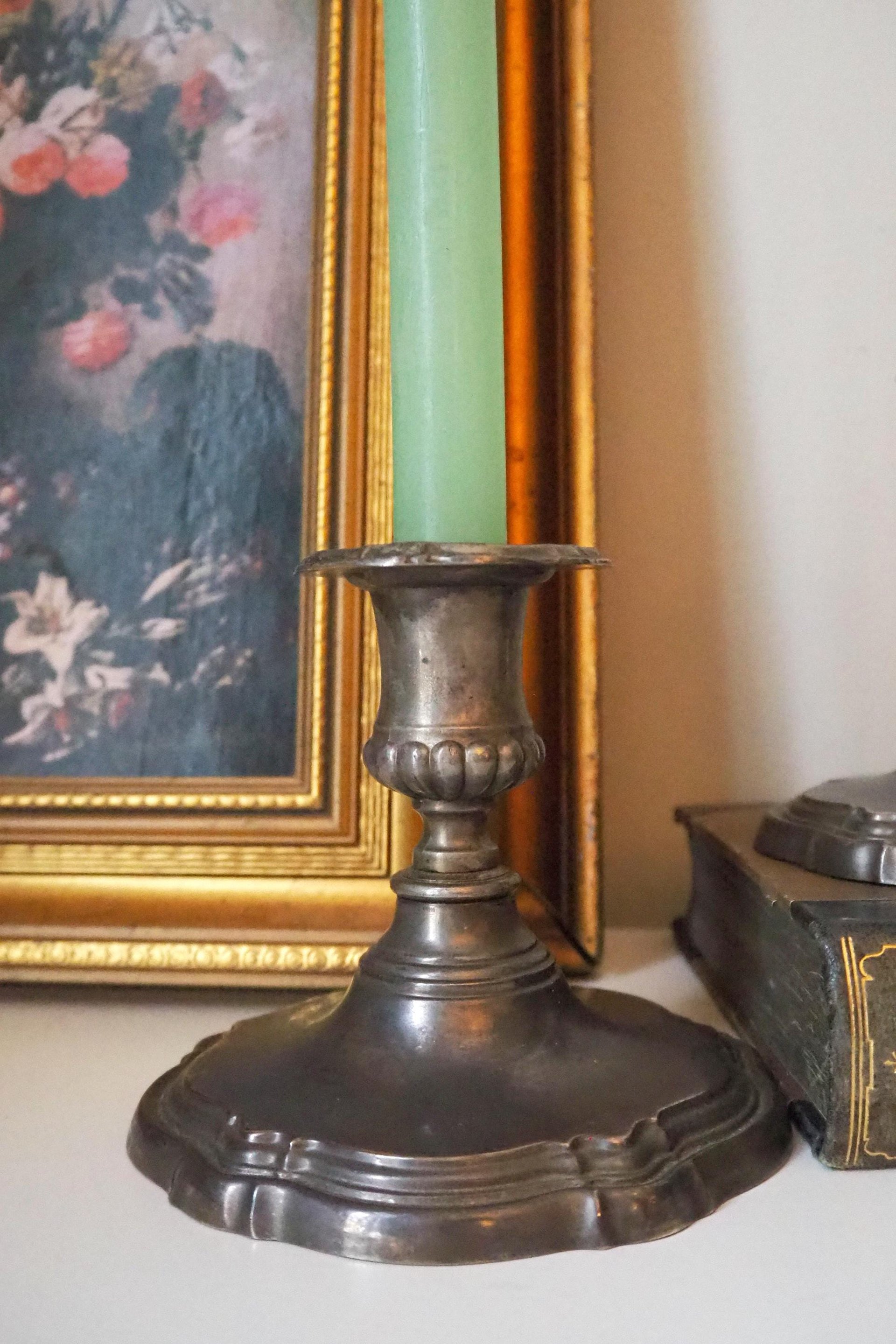 Set of two vintage candlestick holders | Silver plated candlestick holders | Large silver candlestick holders | Vintage candle holders