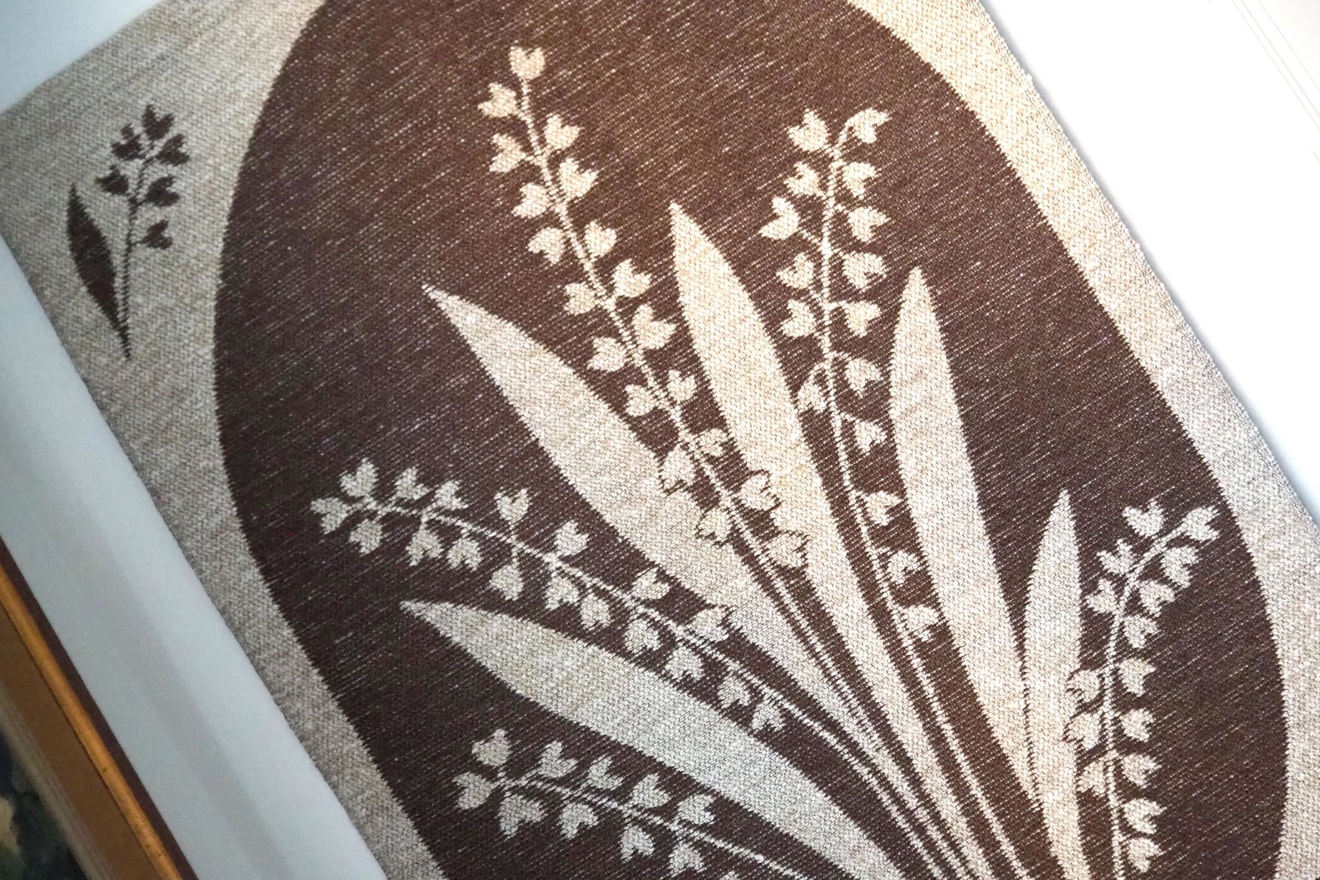 Vintage wall hanging | Lily of the Valley wall tapestry | Large wall hanging | Scandinavian woven textile | Brown wall hanging