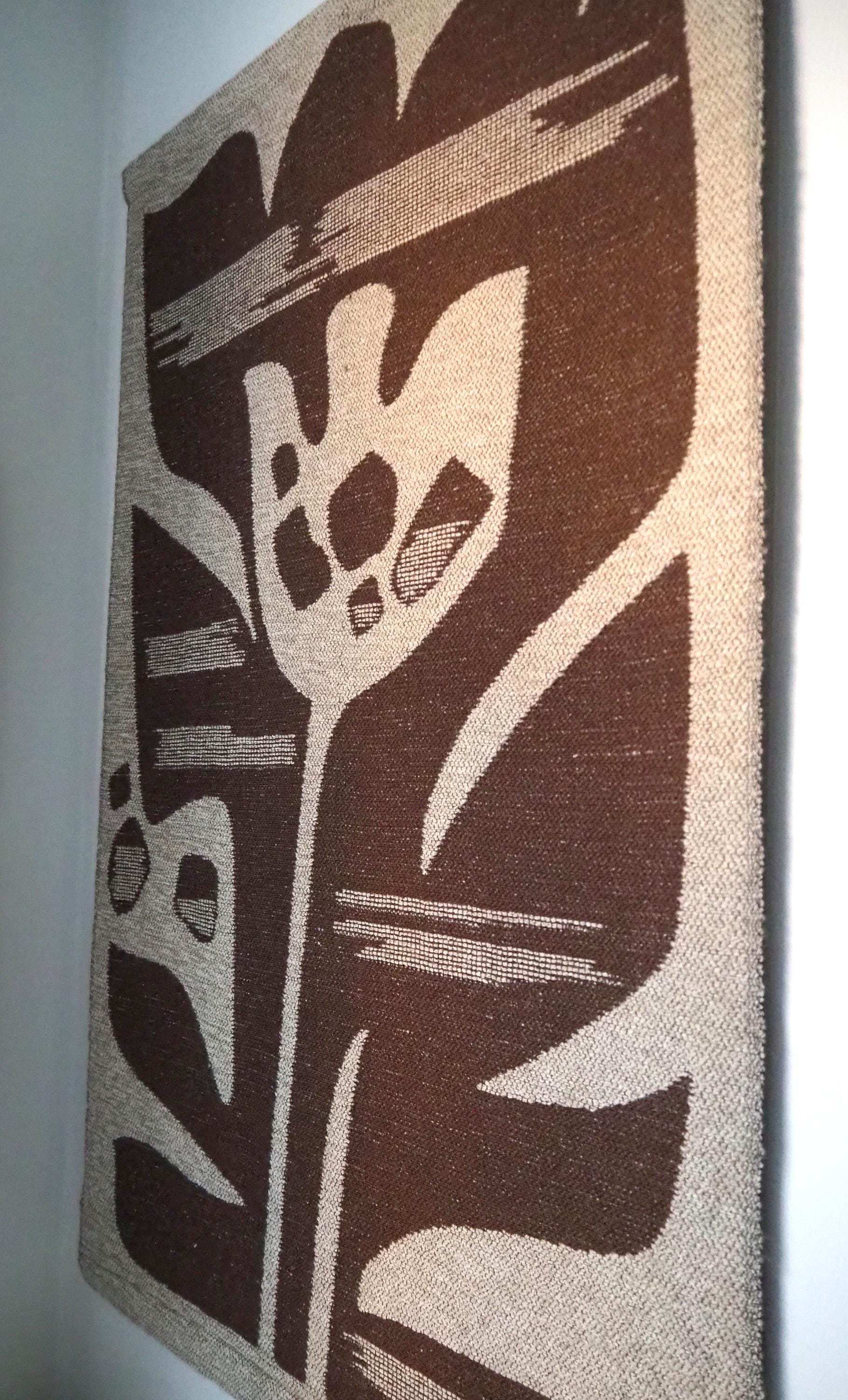 Vintage wall hanging | Large wall hanging | Scandinavian woven textile | Brown and beige wall hanging | Abstract wall tapestry