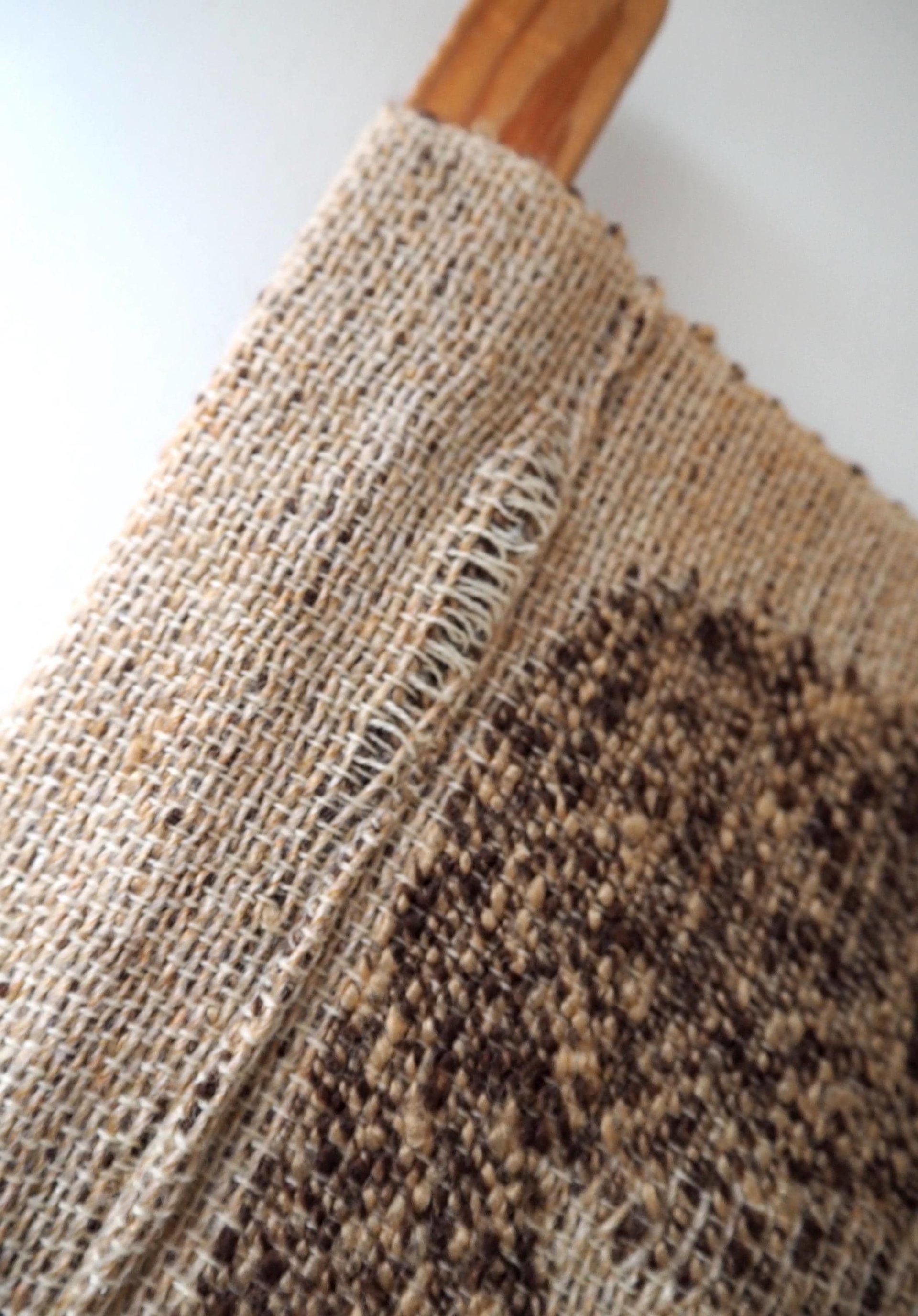 Vintage wall hanging | Long wall hanging | Scandinavian woven textile | Brown and beige wall hanging | Retro wall hanging