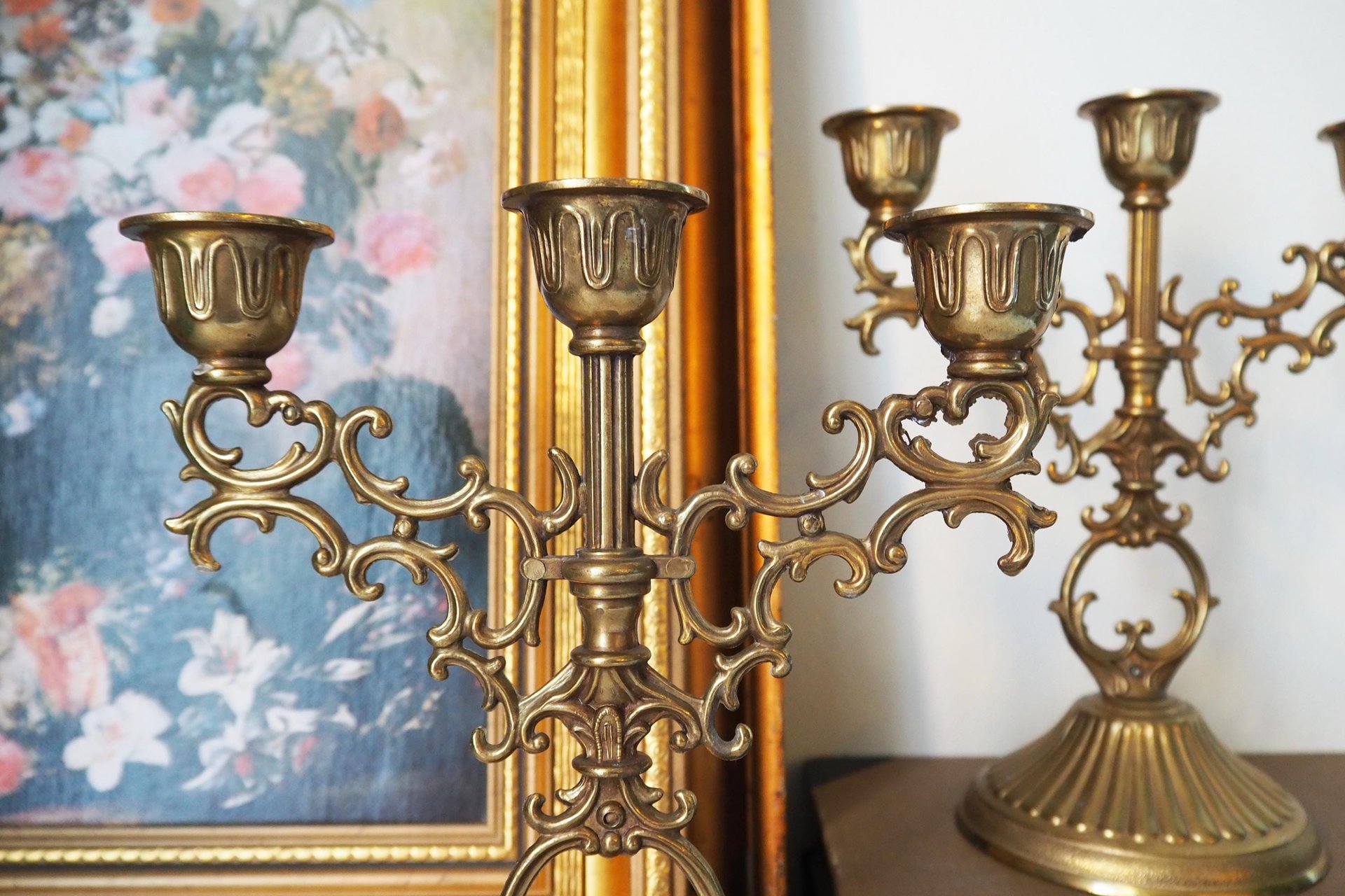 Vintage three arm candelabrums | Set of two matching candelabrums | Three arm candlestick holders | Vintage candelabra | Matching candelabra