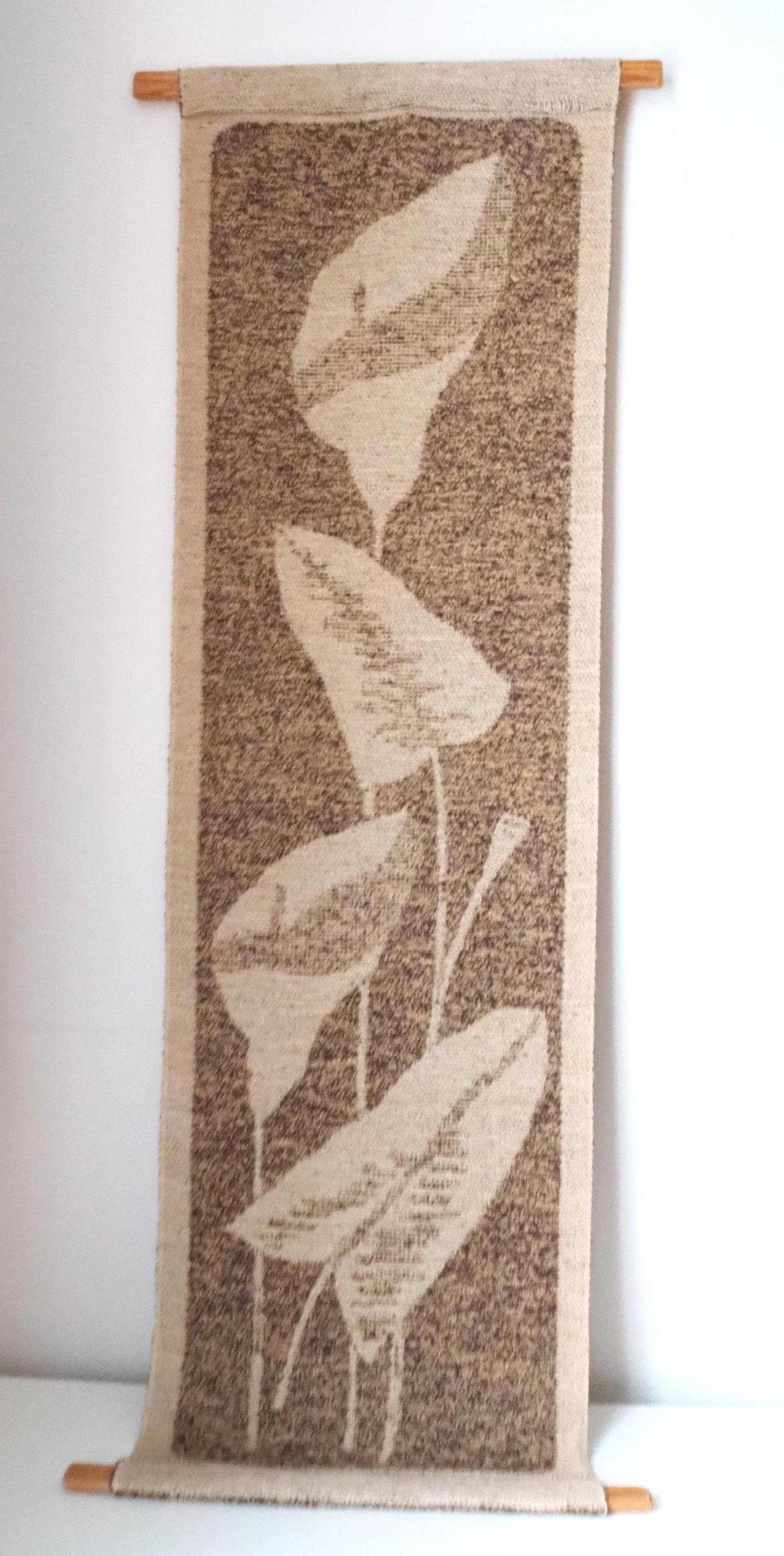 Vintage wall hanging | Long wall hanging | Scandinavian woven textile | Brown and beige wall hanging | Retro wall hanging