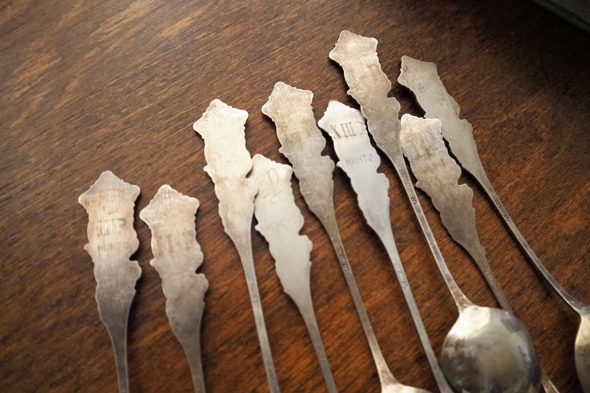 Set of nine vintage teaspoons | Vintage alpacca silver teaspoons | Small teaspoons | Vintage teaspoon set | Vintage alpacca teaspoons