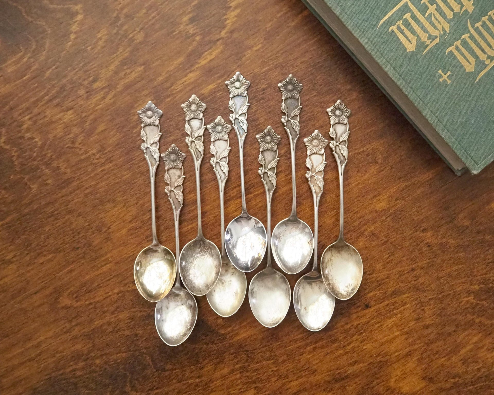 Set of nine vintage teaspoons | Vintage alpacca silver teaspoons | Small teaspoons | Vintage teaspoon set | Vintage alpacca teaspoons