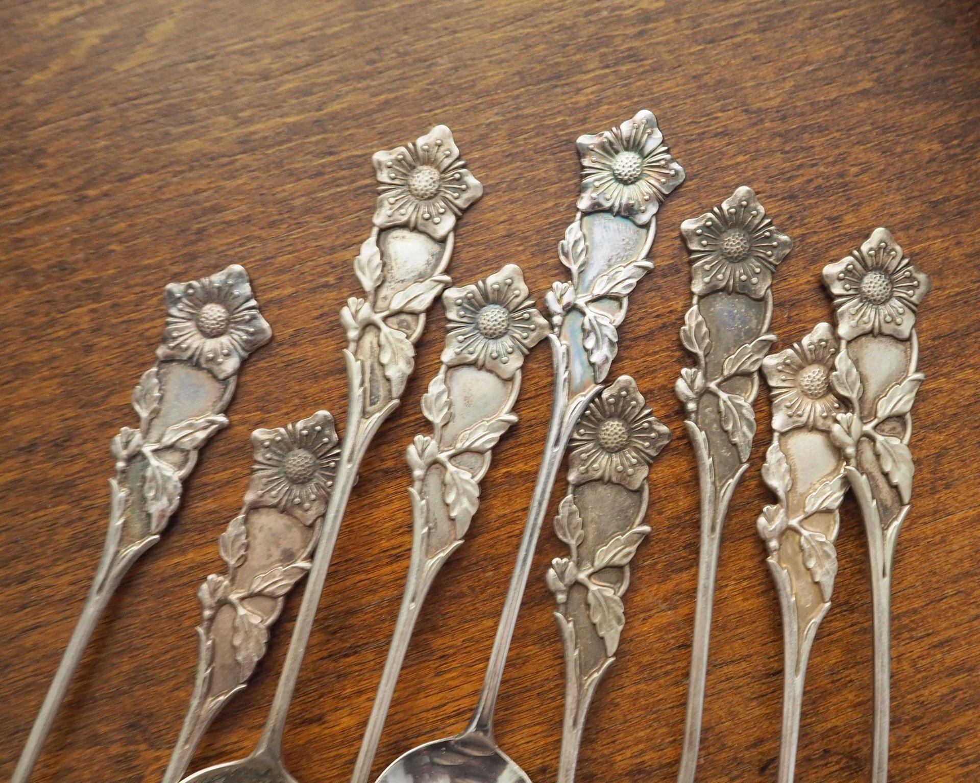 Set of nine vintage teaspoons | Vintage alpacca silver teaspoons | Small teaspoons | Vintage teaspoon set | Vintage alpacca teaspoons