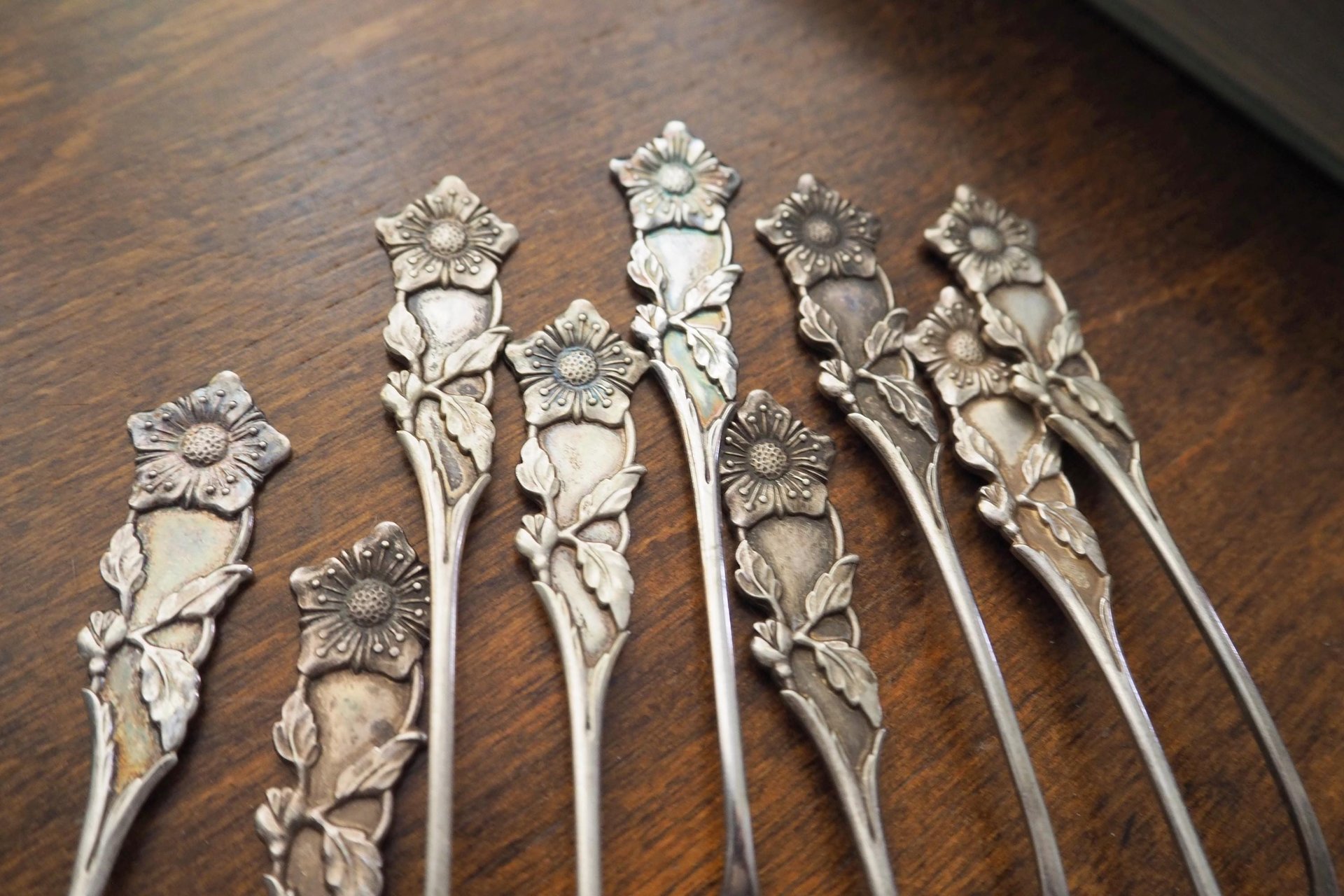 Set of nine vintage teaspoons | Vintage alpacca silver teaspoons | Small teaspoons | Vintage teaspoon set | Vintage alpacca teaspoons