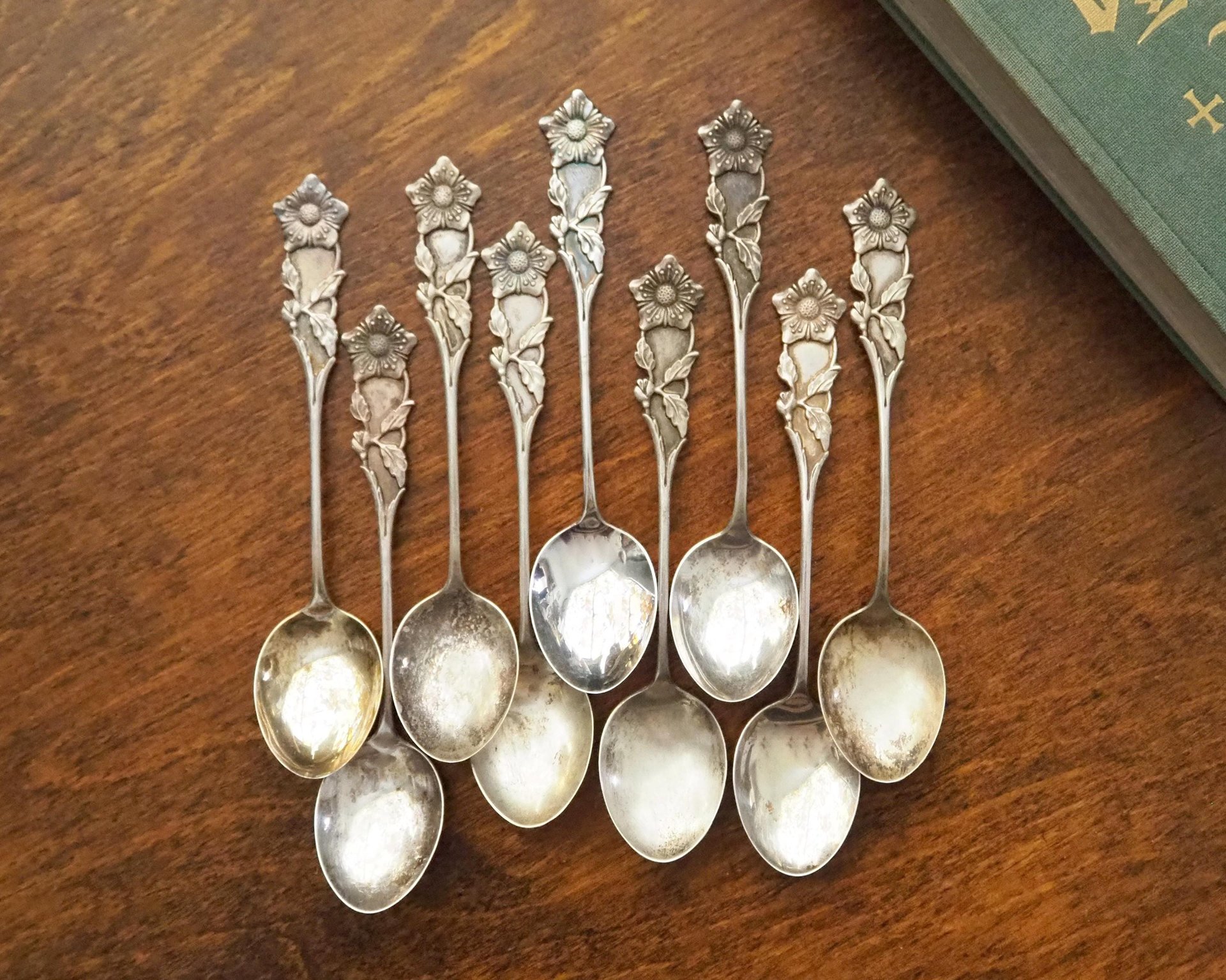 Set of nine vintage teaspoons | Vintage alpacca silver teaspoons | Small teaspoons | Vintage teaspoon set | Vintage alpacca teaspoons