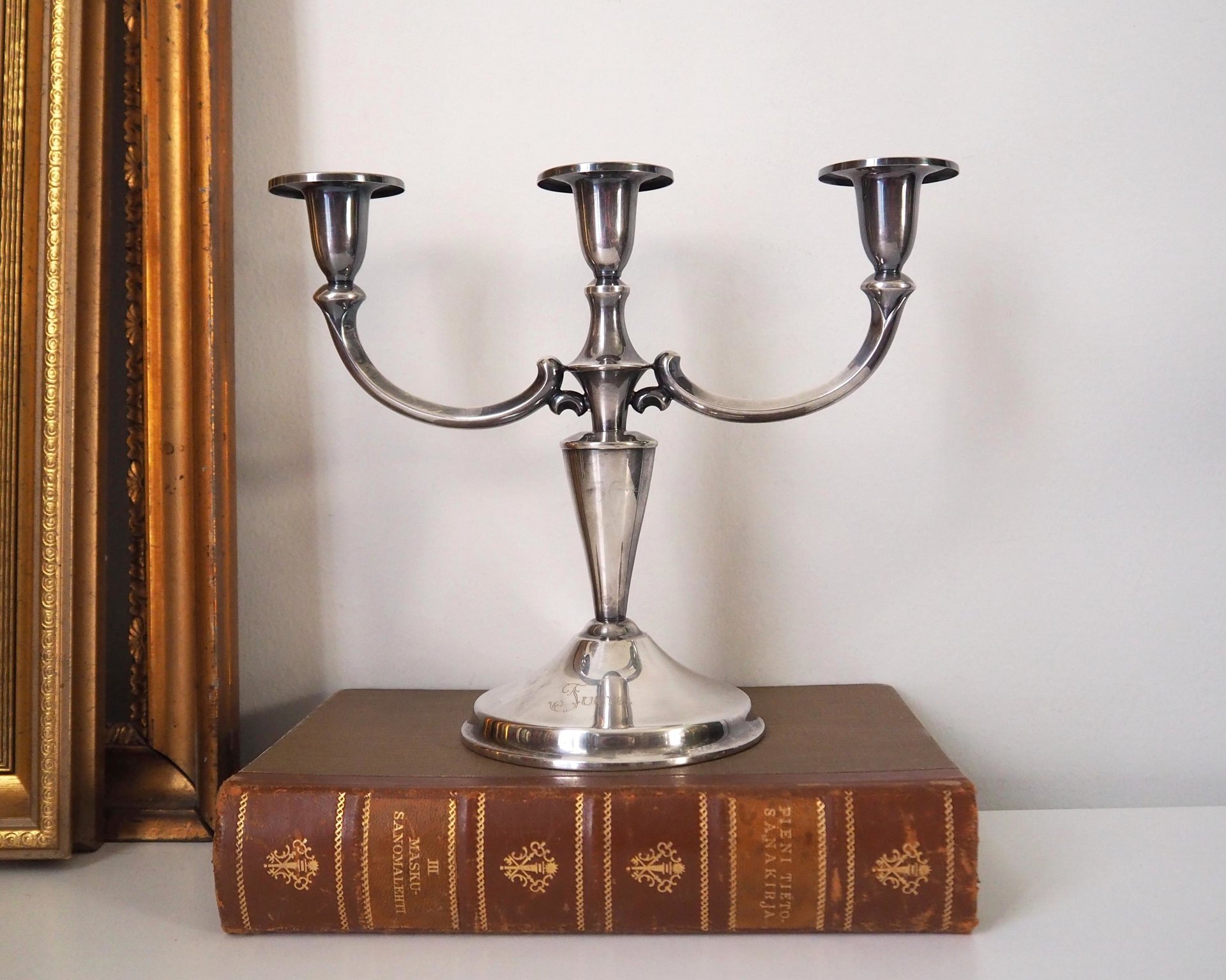 Vintage alpacca candelabra | Alpacca silver candelabra | Three arm candlestick holder | Vintage candelabrum