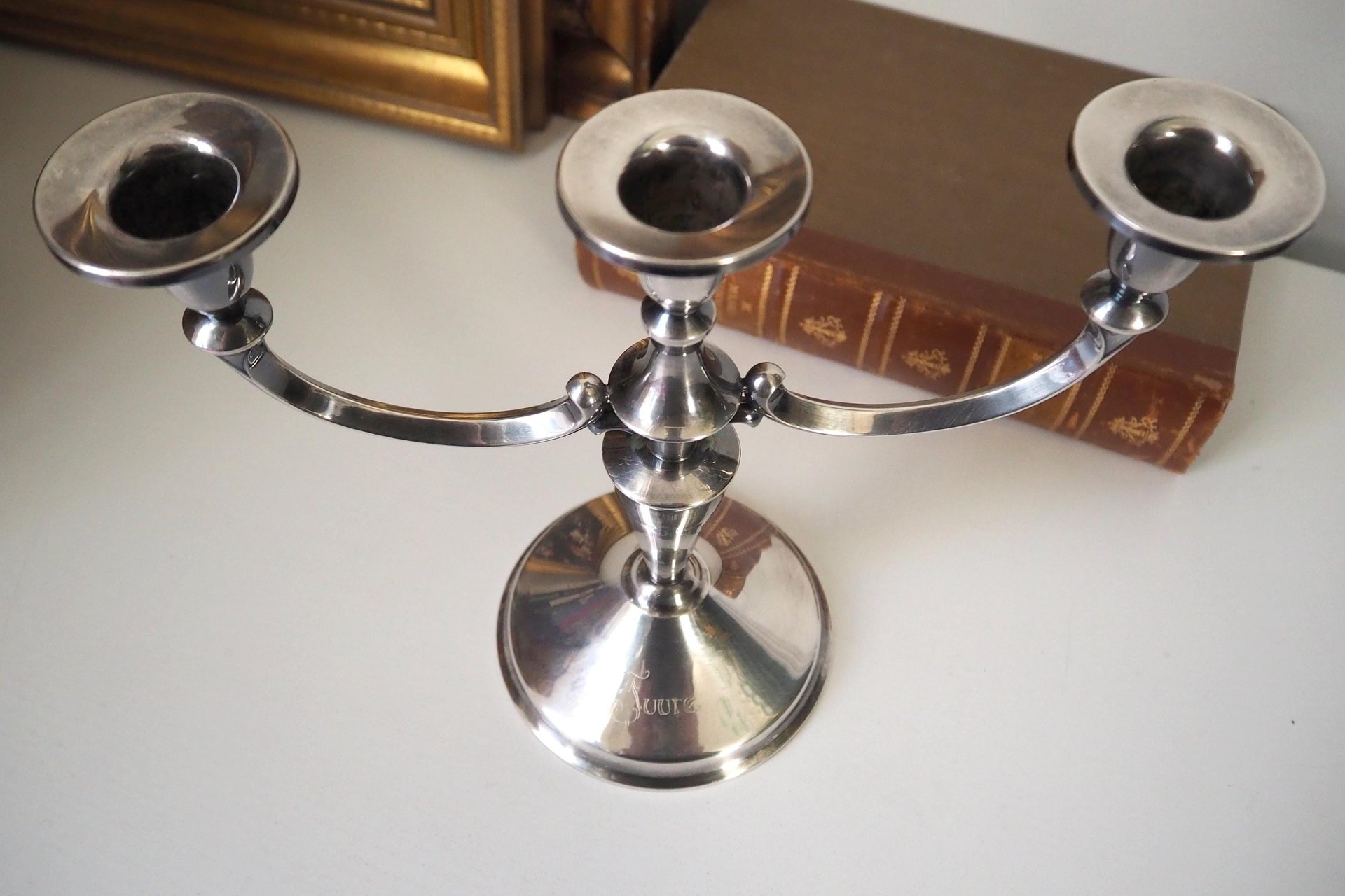 Vintage alpacca candelabra | Alpacca silver candelabra | Three arm candlestick holder | Vintage candelabrum