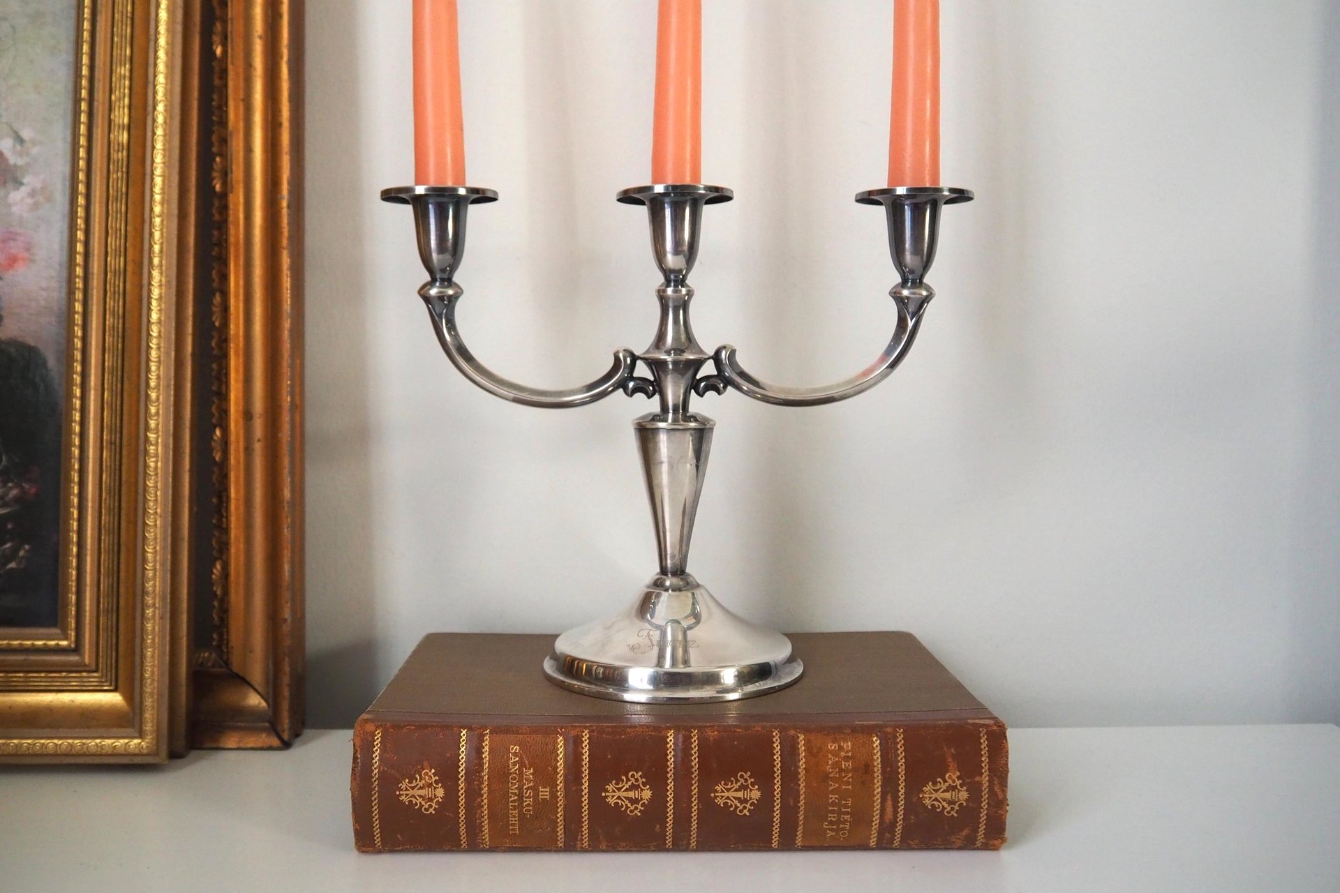 Vintage alpacca candelabra | Alpacca silver candelabra | Three arm candlestick holder | Vintage candelabrum