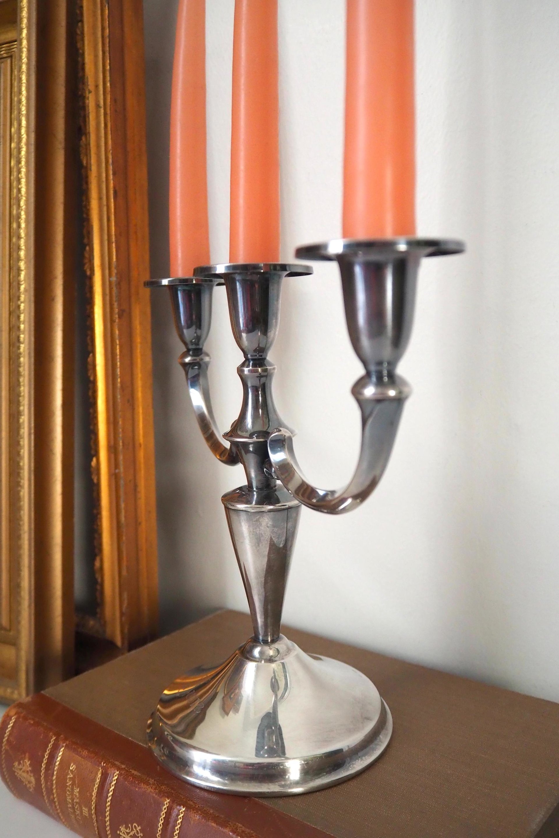 Vintage alpacca candelabra | Alpacca silver candelabra | Three arm candlestick holder | Vintage candelabrum
