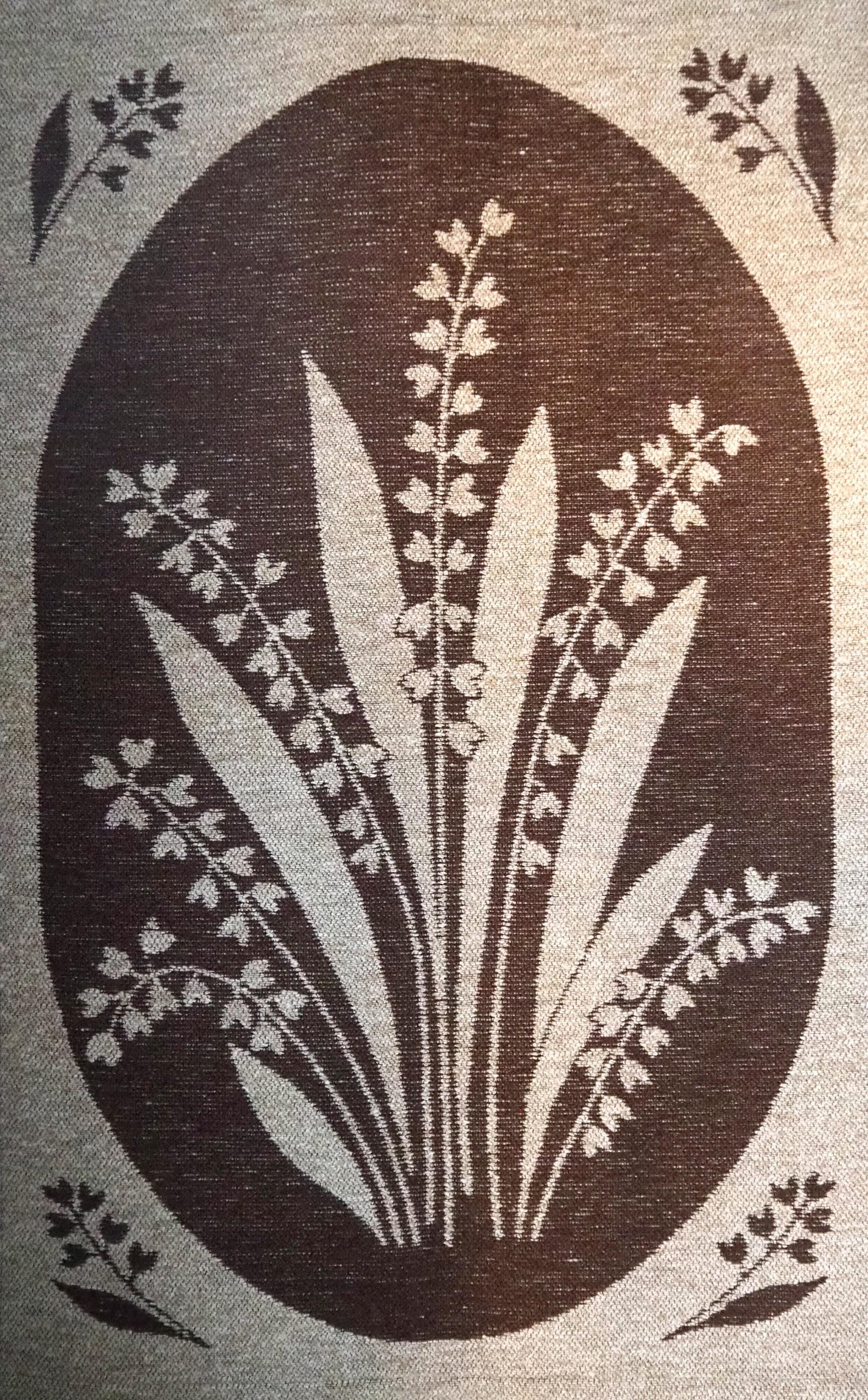 Vintage wall hanging | Lily of the Valley wall tapestry | Large wall hanging | Scandinavian woven textile | Brown wall hanging