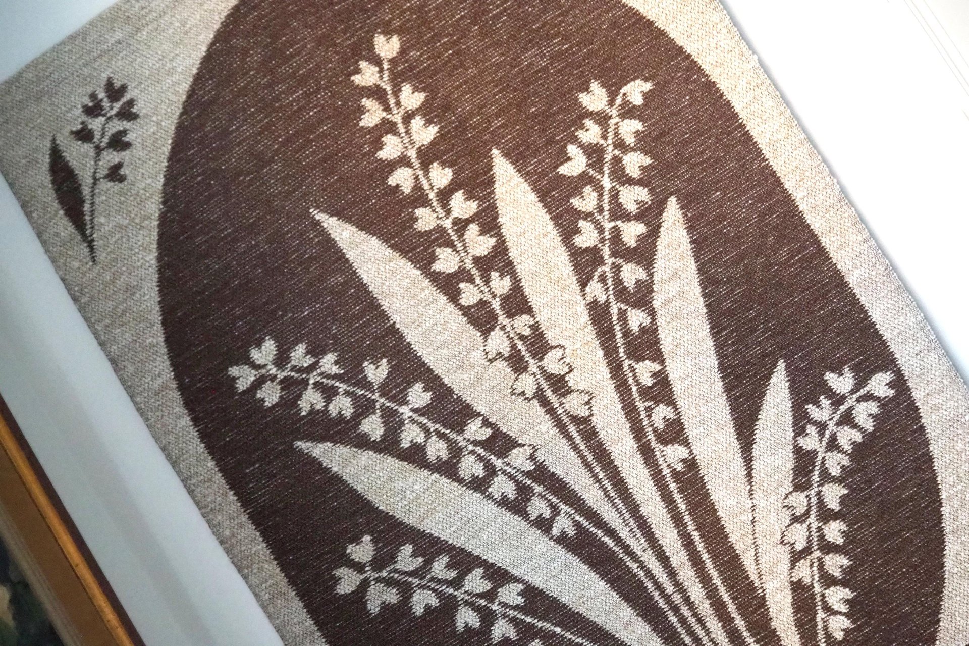 Vintage wall hanging | Lily of the Valley wall tapestry | Large wall hanging | Scandinavian woven textile | Brown wall hanging