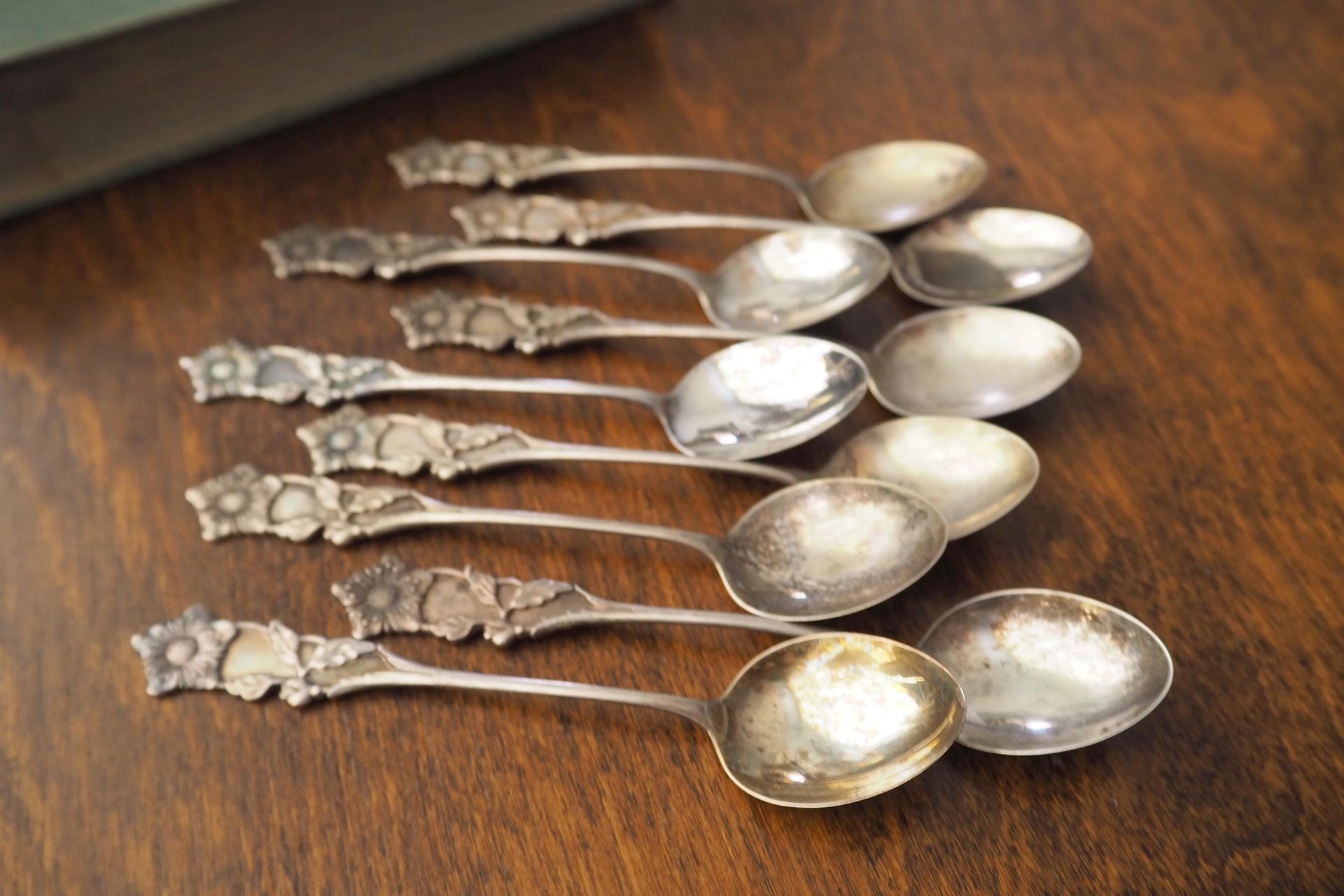 Set of nine vintage teaspoons | Vintage alpacca silver teaspoons | Small teaspoons | Vintage teaspoon set | Vintage alpacca teaspoons