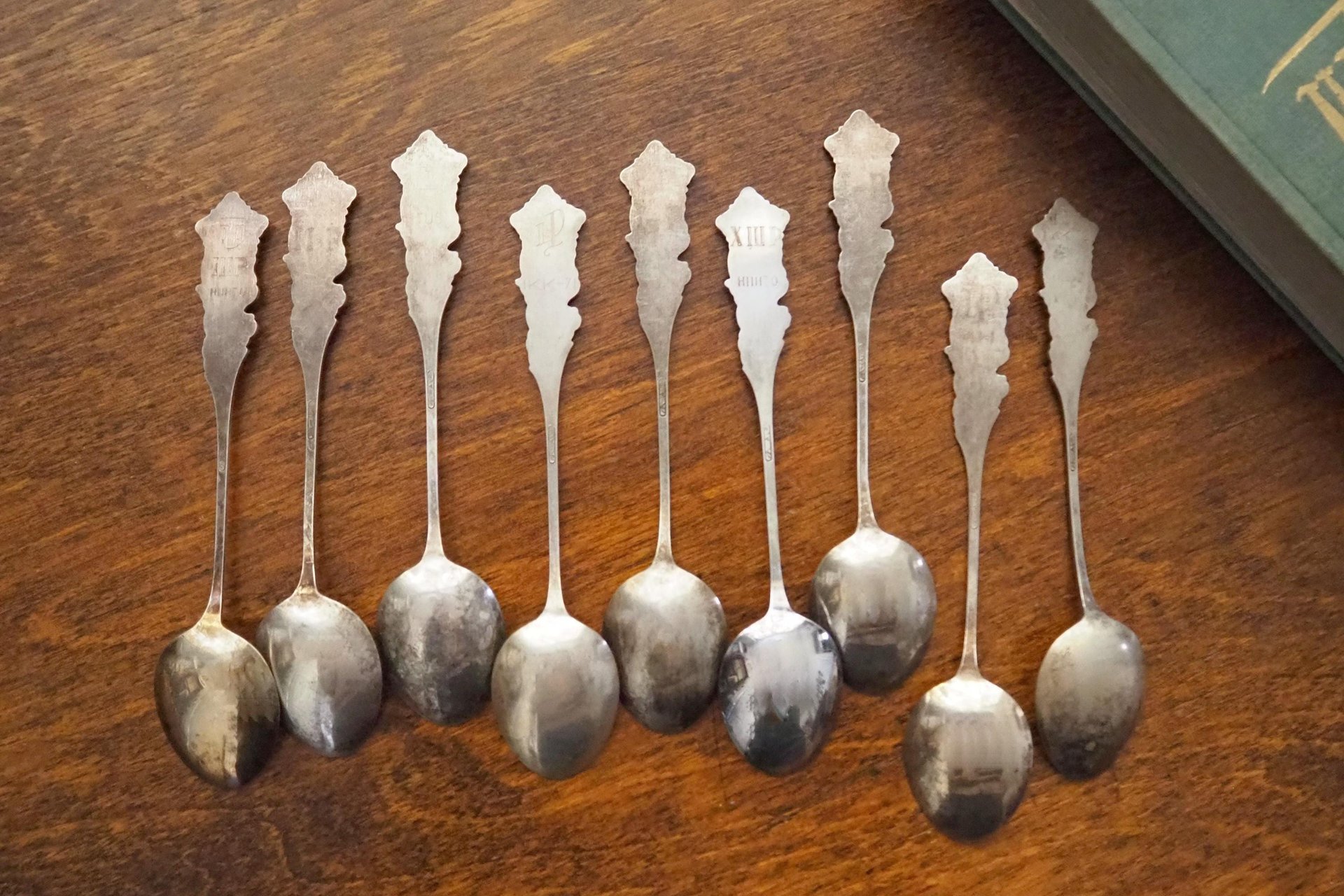 Set of nine vintage teaspoons | Vintage alpacca silver teaspoons | Small teaspoons | Vintage teaspoon set | Vintage alpacca teaspoons