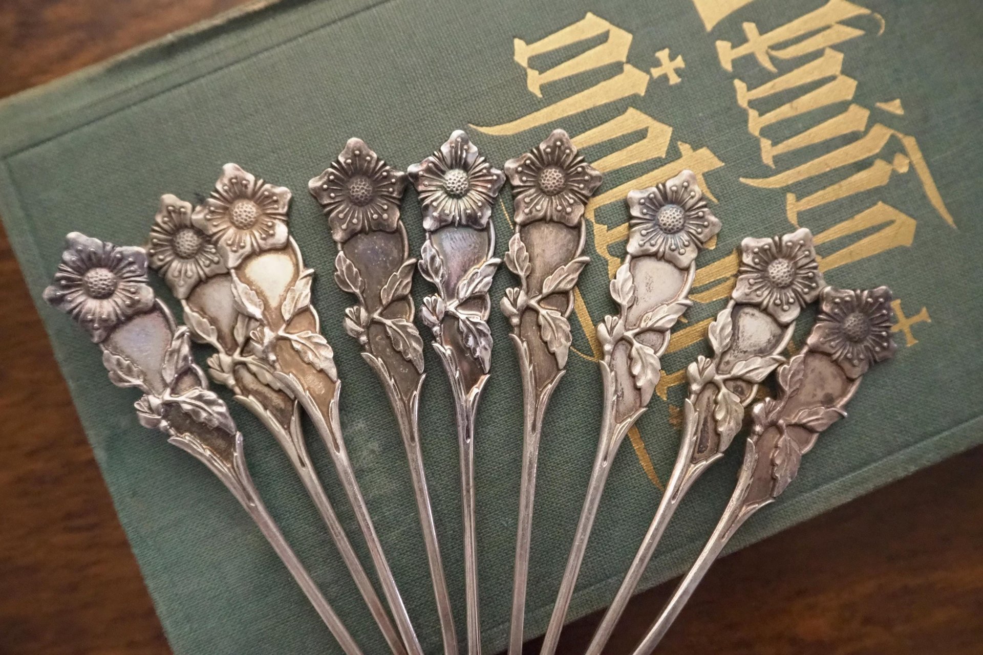 Set of nine vintage teaspoons | Vintage alpacca silver teaspoons | Small teaspoons | Vintage teaspoon set | Vintage alpacca teaspoons