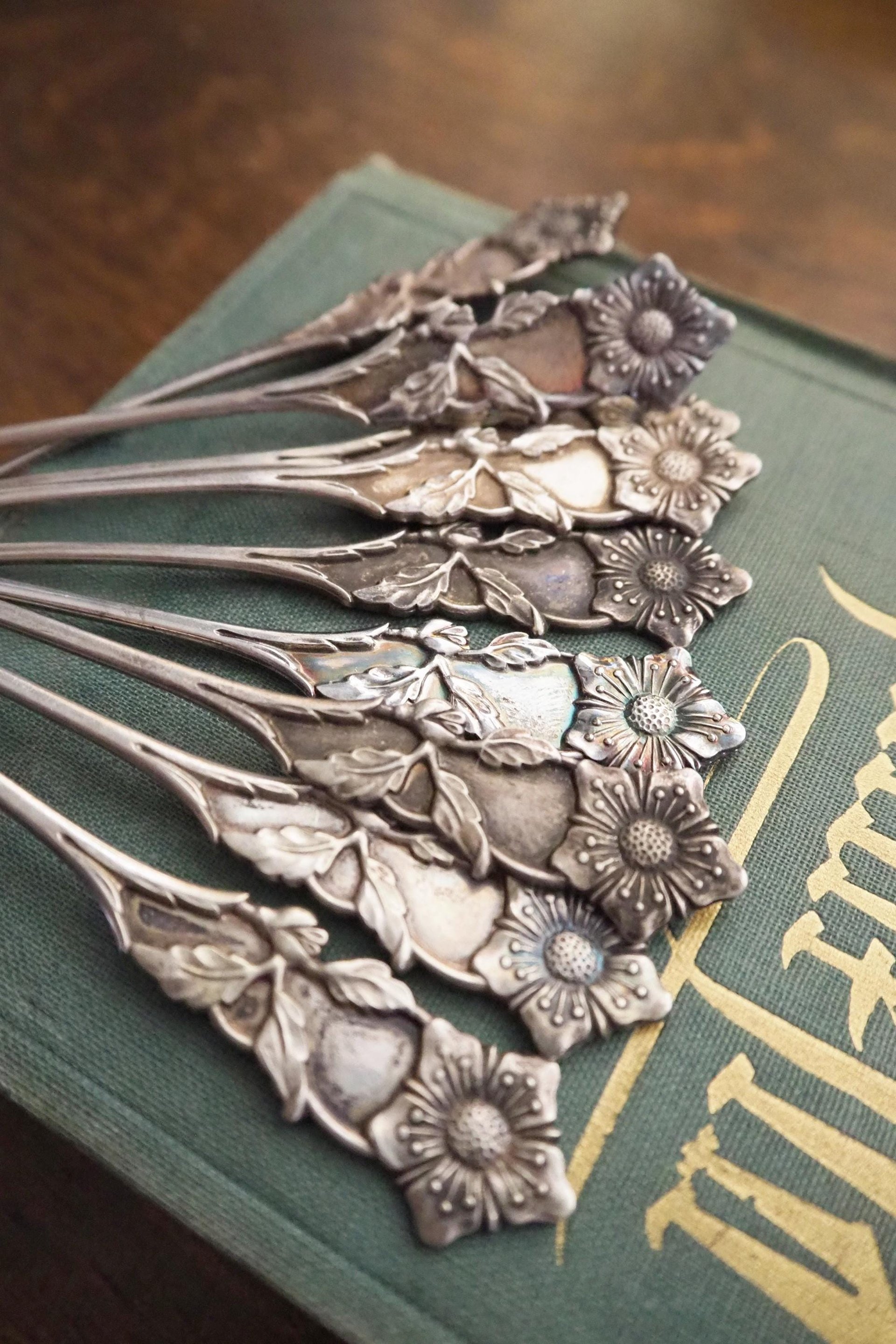 Set of nine vintage teaspoons | Vintage alpacca silver teaspoons | Small teaspoons | Vintage teaspoon set | Vintage alpacca teaspoons