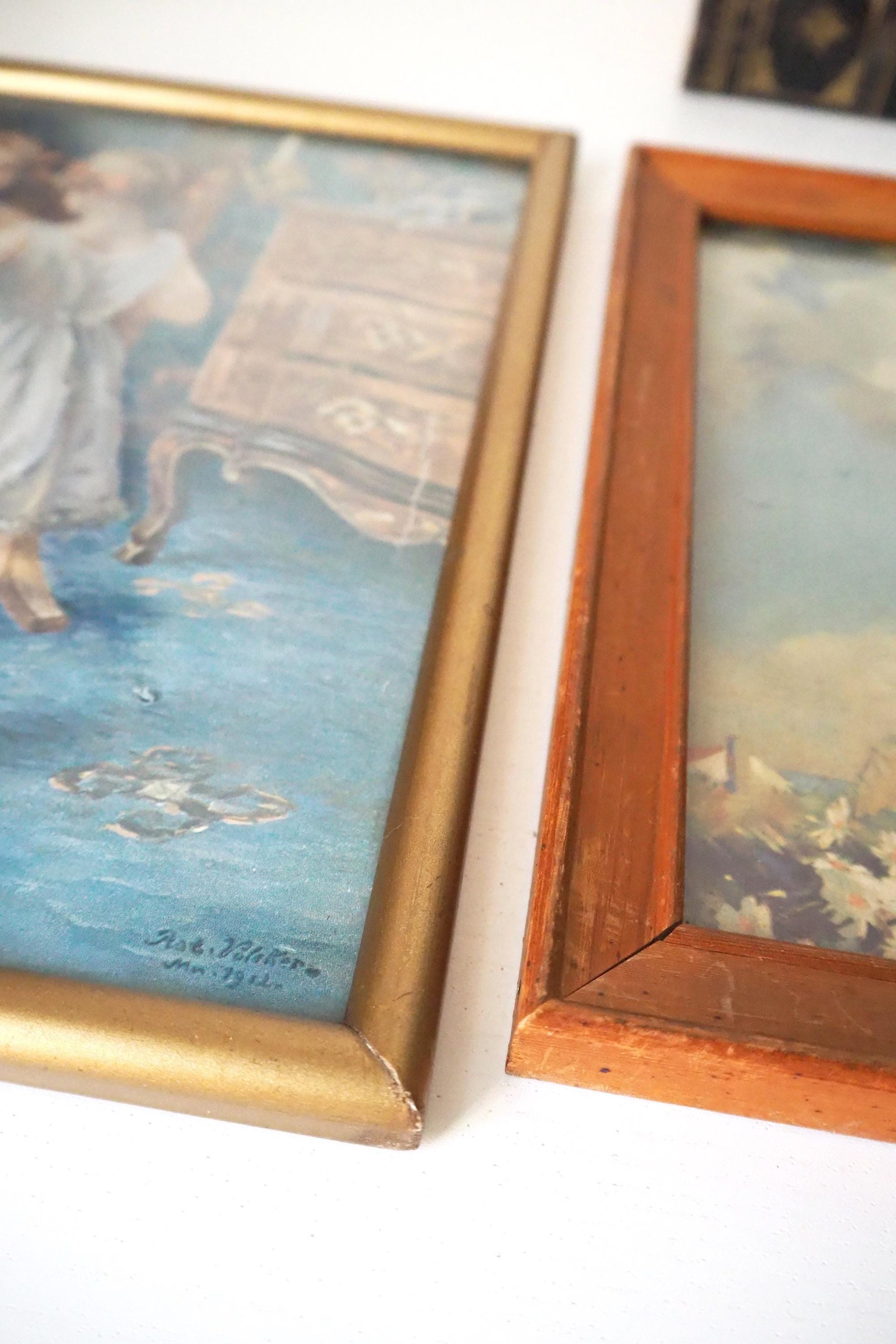 Vintage wall art set | Framed vintage prints for a nursery or a little girl's room | Vintage prints | Framed vintage prints