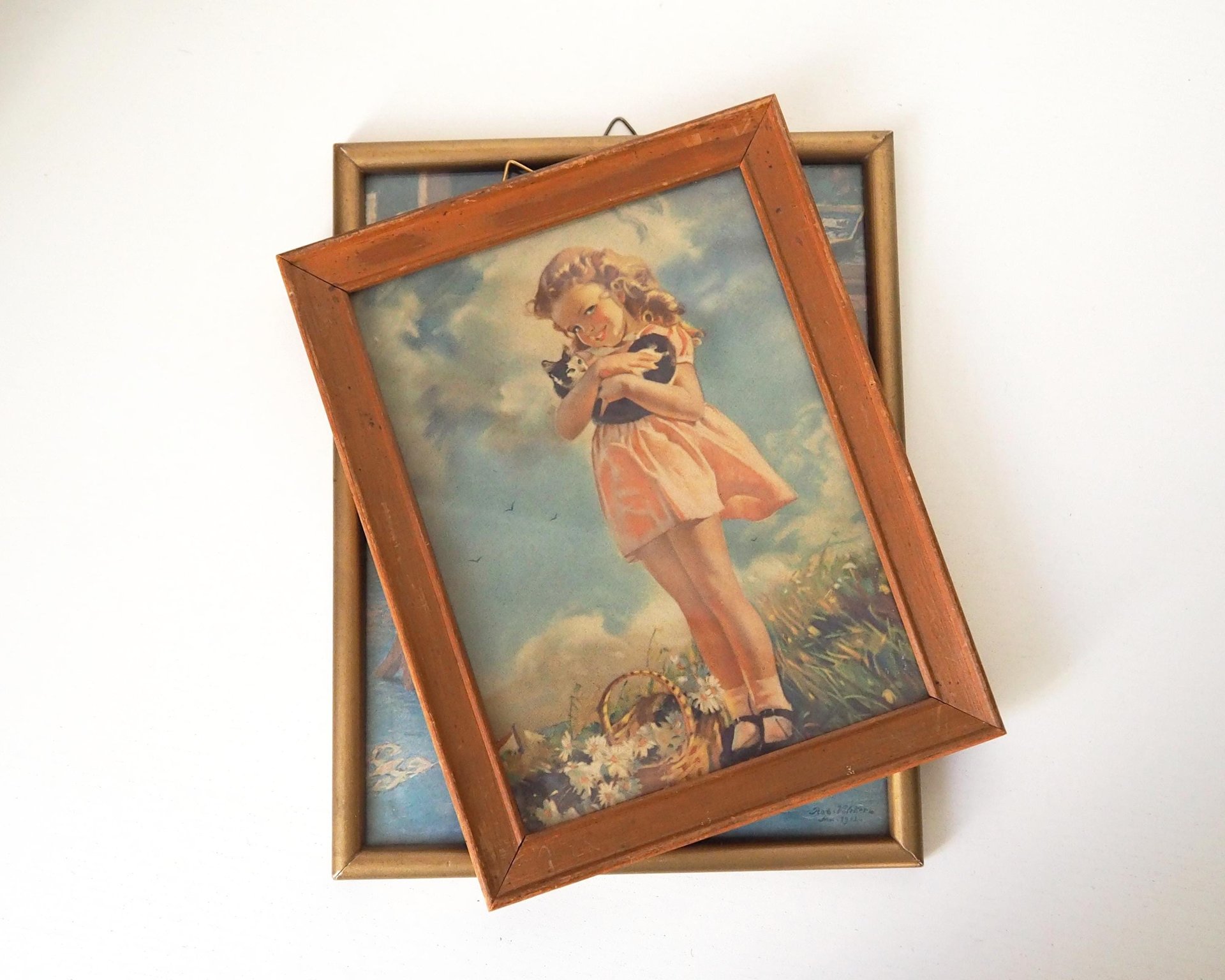 Vintage wall art set | Framed vintage prints for a nursery or a little girl's room | Vintage prints | Framed vintage prints