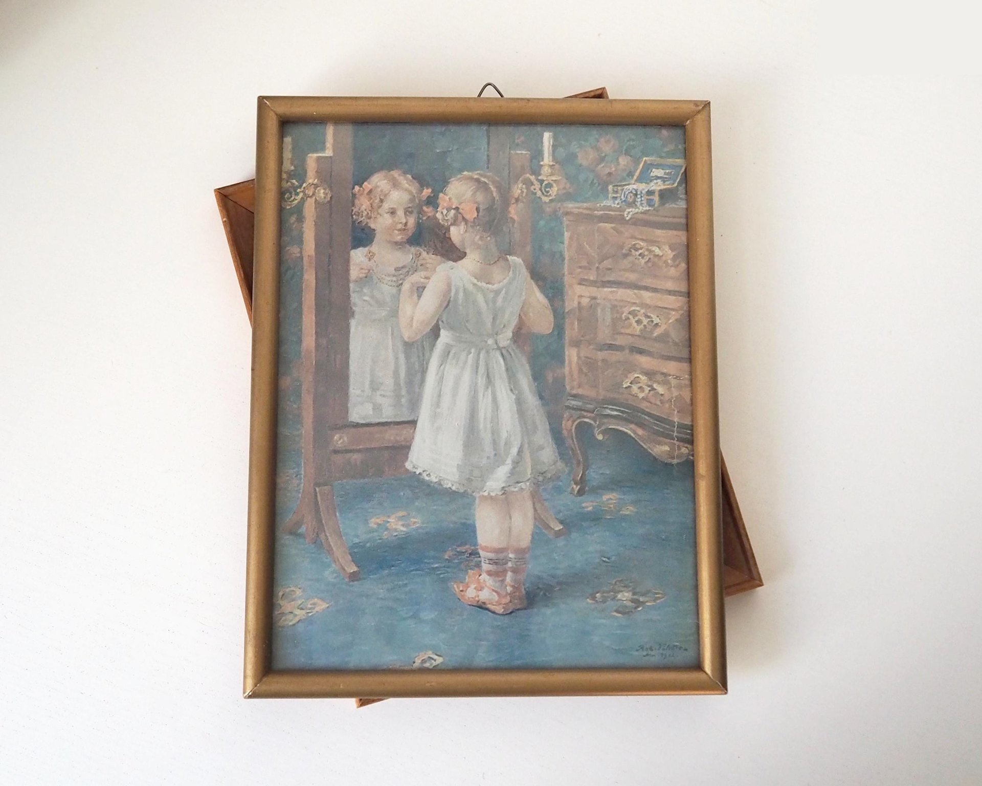 Vintage wall art set | Framed vintage prints for a nursery or a little girl's room | Vintage prints | Framed vintage prints