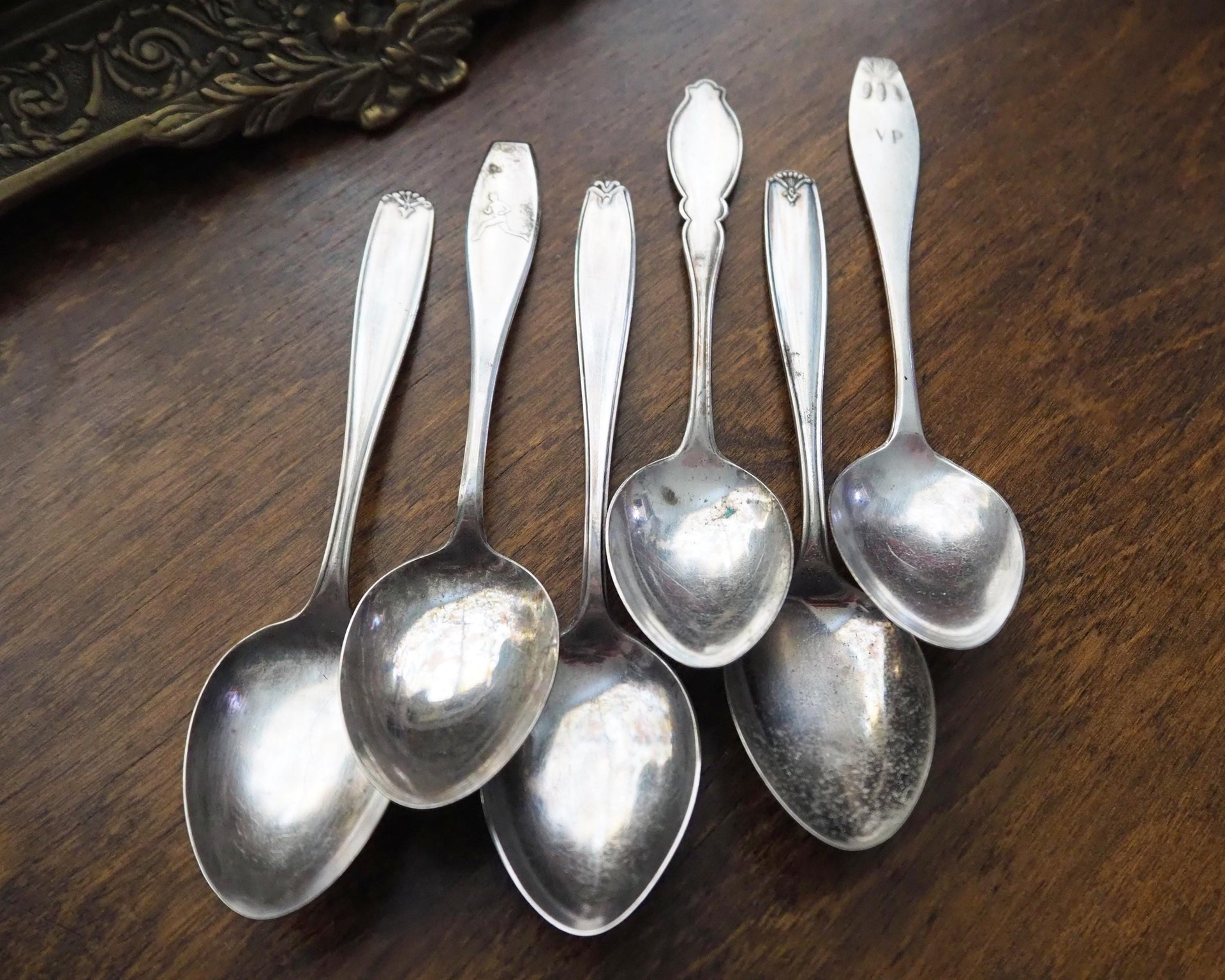 Set of six vintage spoons | Vintage spoons | Vintage alpacca silver spoons | Small vintage spoons