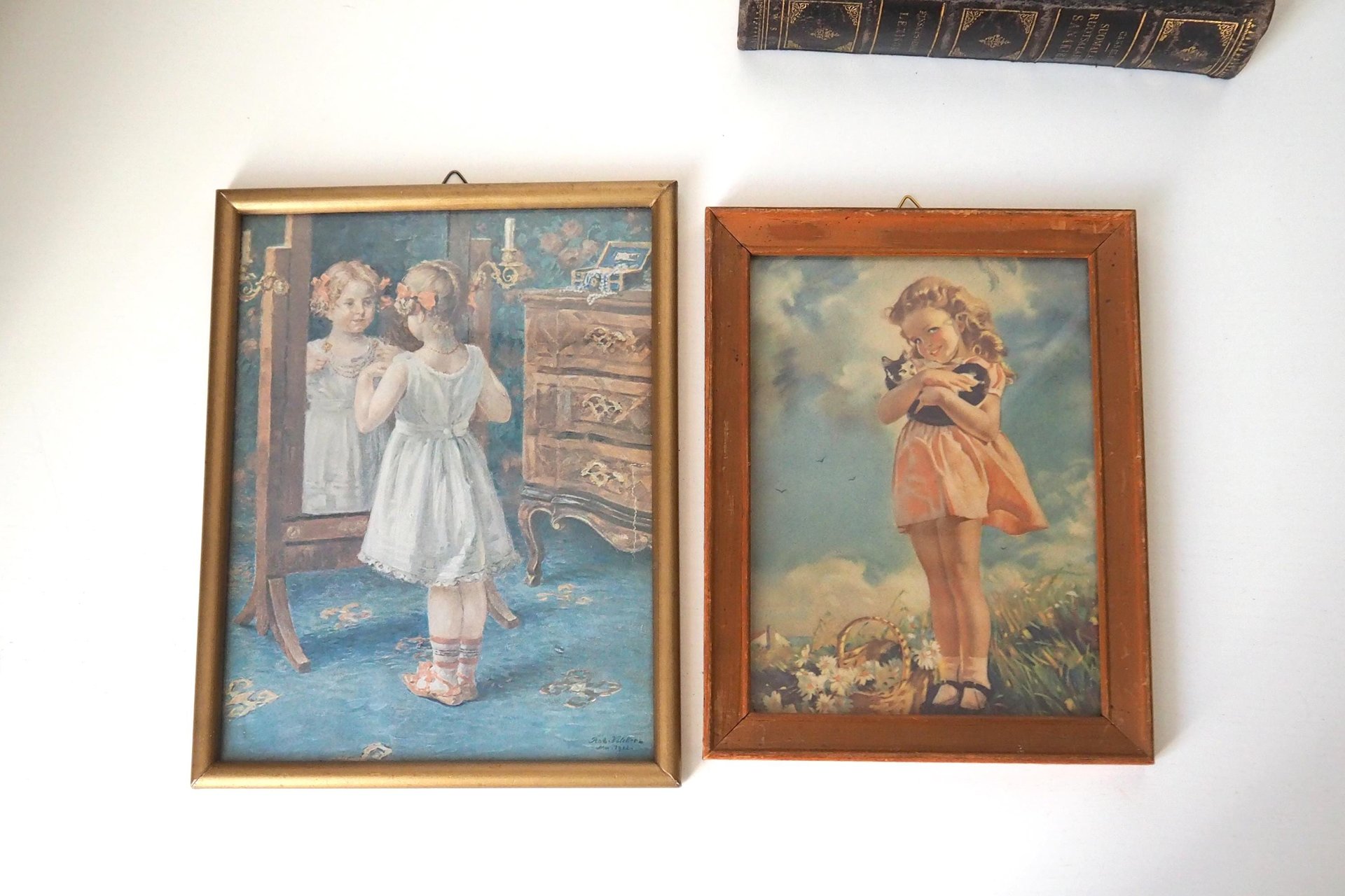 Vintage wall art set | Framed vintage prints for a nursery or a little girl's room | Vintage prints | Framed vintage prints