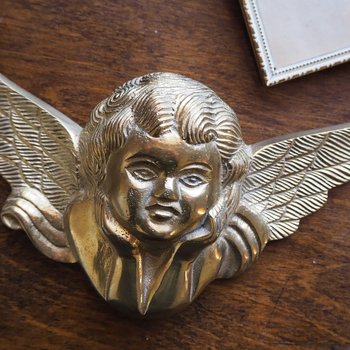 Vintage brass angel | Angel wall ornament | Vintage angel figure | Brass cherub figure