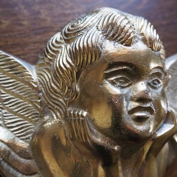 Vintage brass angel | Angel wall ornament | Vintage angel figure | Brass cherub figure